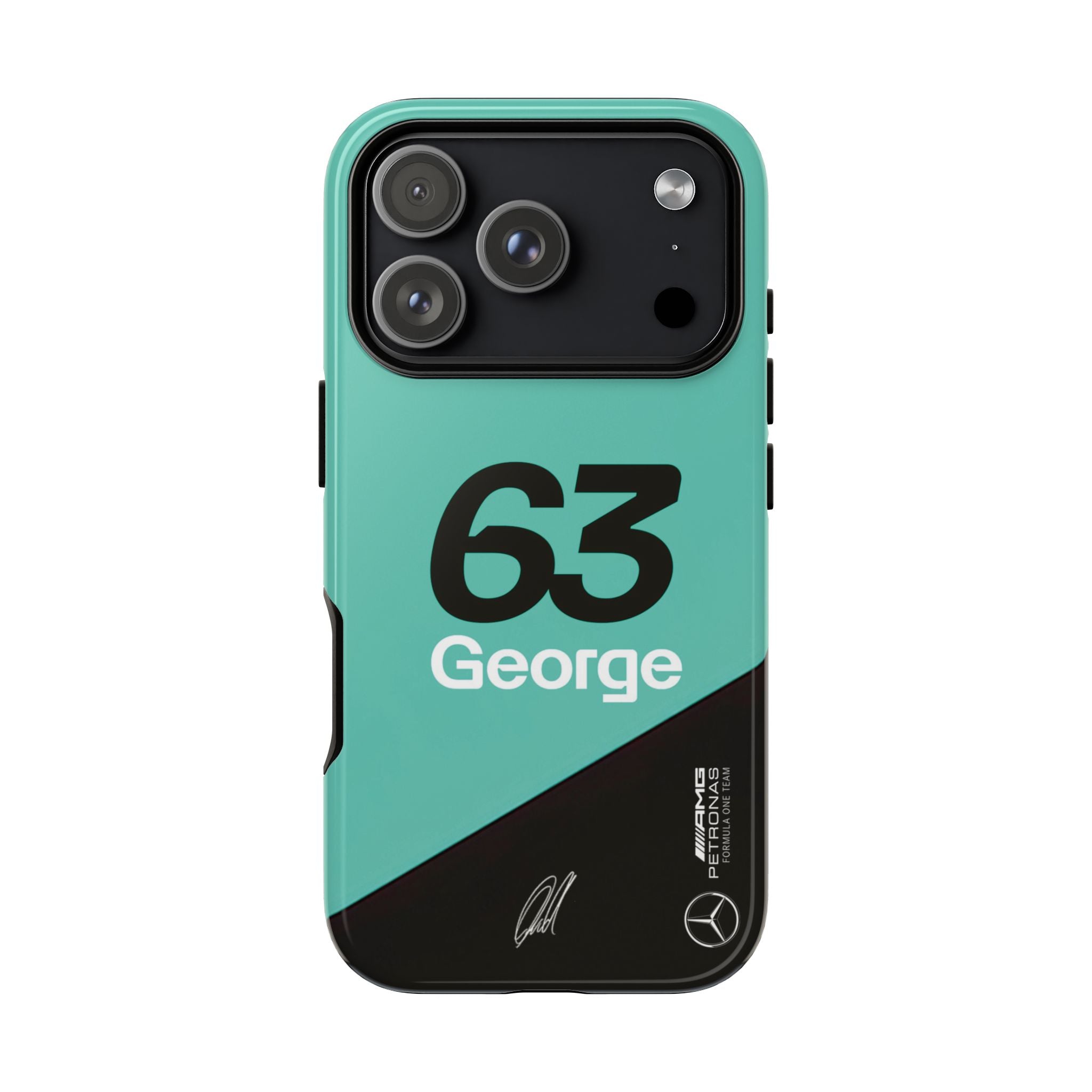 George Russell 63 Mercedes F1 Tough Phone Case, Mercedes AMG Formula 1 Team Phone Case, iPhone Case, Google Pixel Case, Samsung Case