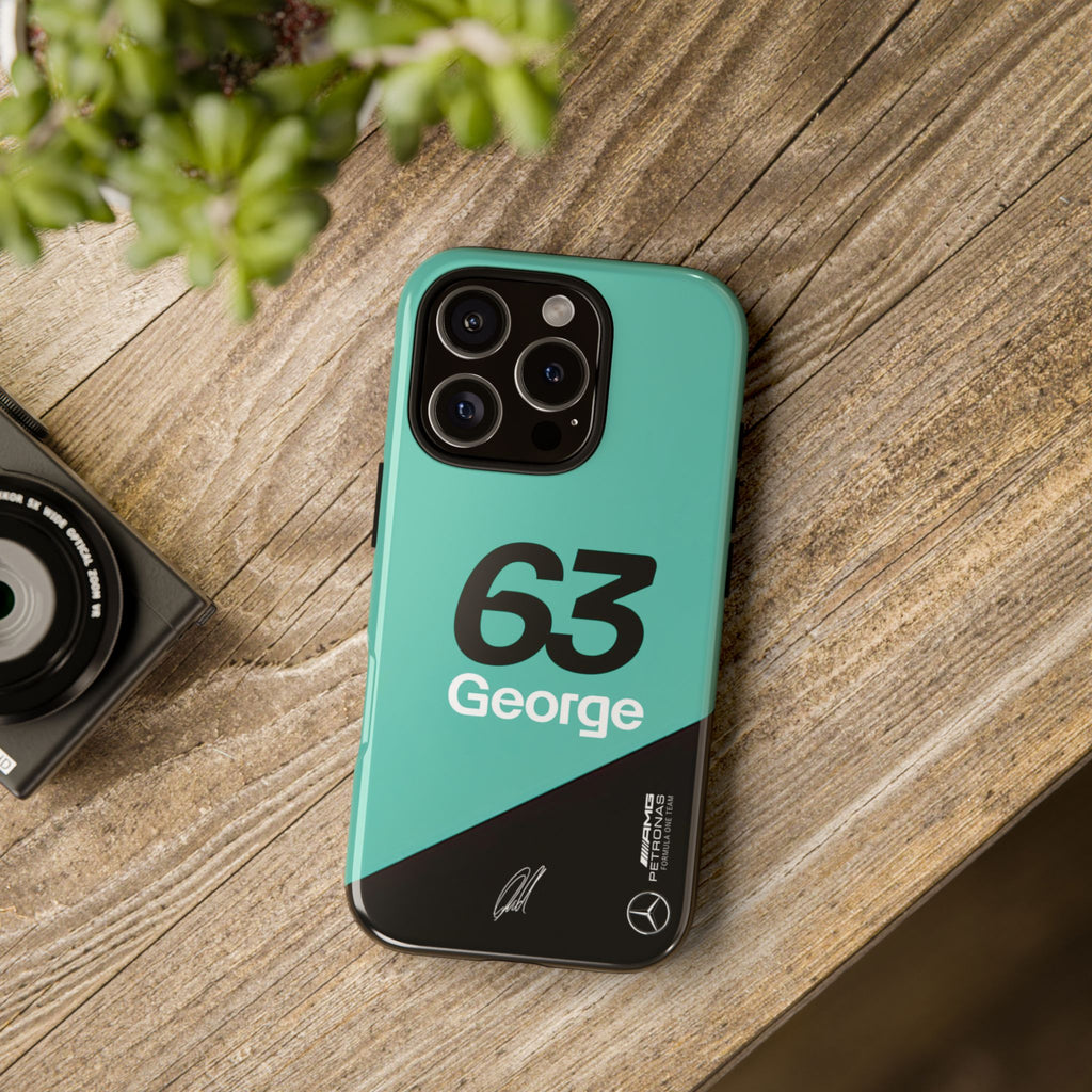 George Russell 63 Mercedes F1 Tough Phone Case, Mercedes AMG Formula 1 Team Phone Case, iPhone Case, Google Pixel Case, Samsung Case