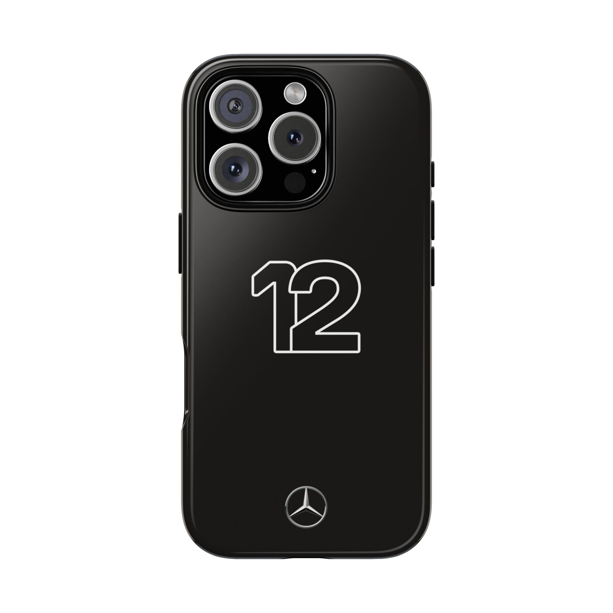 Kimi Antonelli 12 Black Mercedes F1 Tough Phone Case, Mercedes AMG Formula 1 Team Phone Case, iPhone Case, Google Pixel Case, Samsung Case