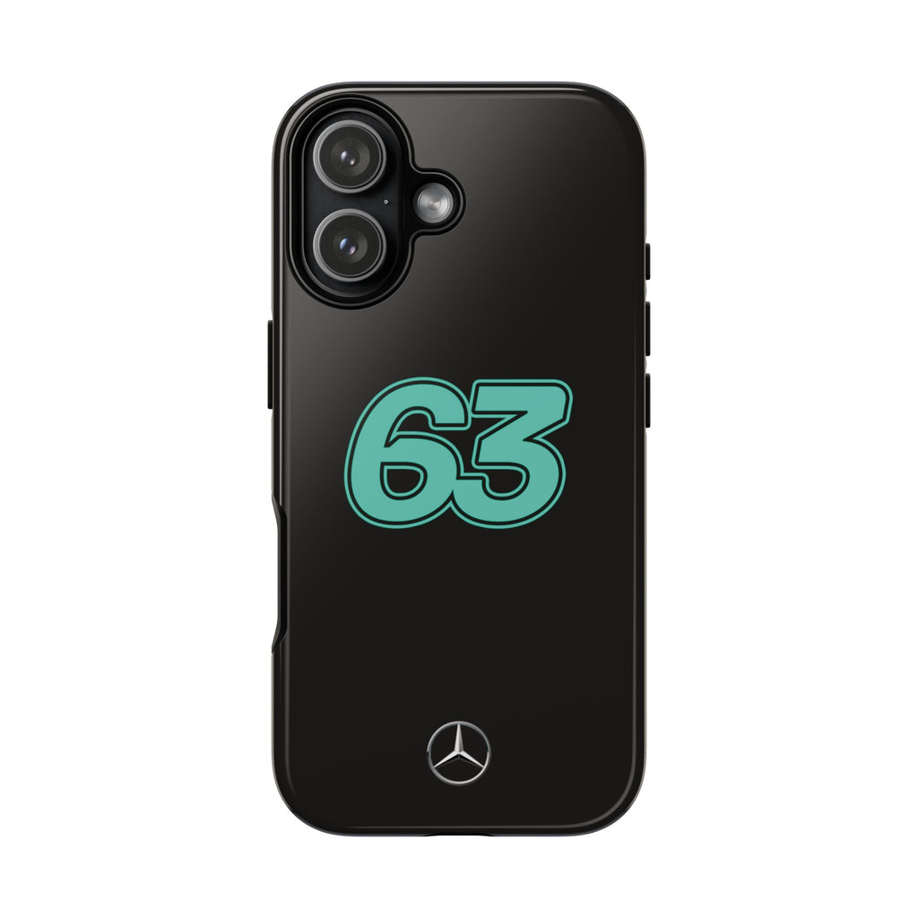 George Russell 63 Black Mercedes F1 Tough Phone Case, Mercedes AMG Formula 1 Team Phone Case, iPhone Case, Google Pixel Case, Samsung Case