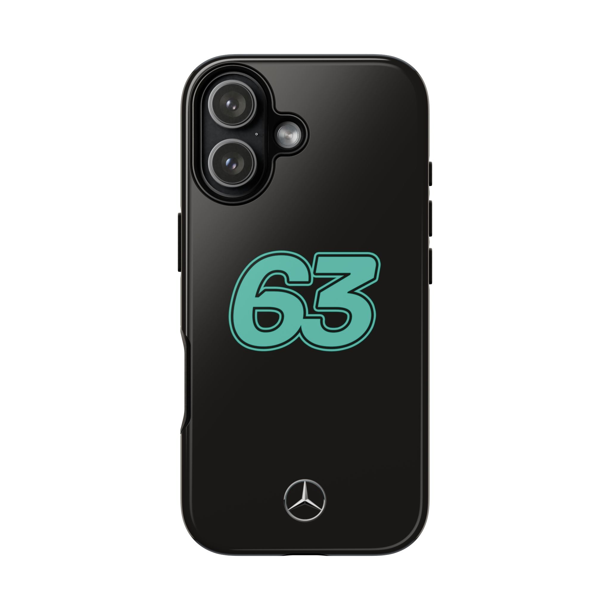George Russell 63 Black Mercedes F1 Tough Phone Case, Mercedes AMG Formula 1 Team Phone Case, iPhone Case, Google Pixel Case, Samsung Case