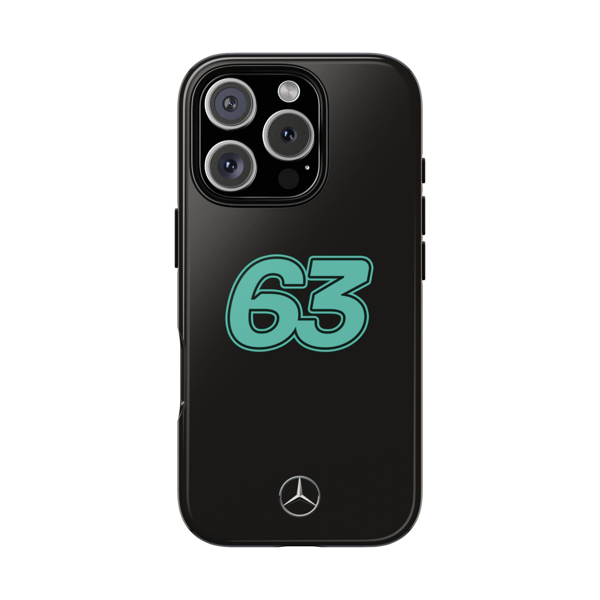 George Russell 63 Black Mercedes F1 Tough Phone Case, Mercedes AMG Formula 1 Team Phone Case, iPhone Case, Google Pixel Case, Samsung Case