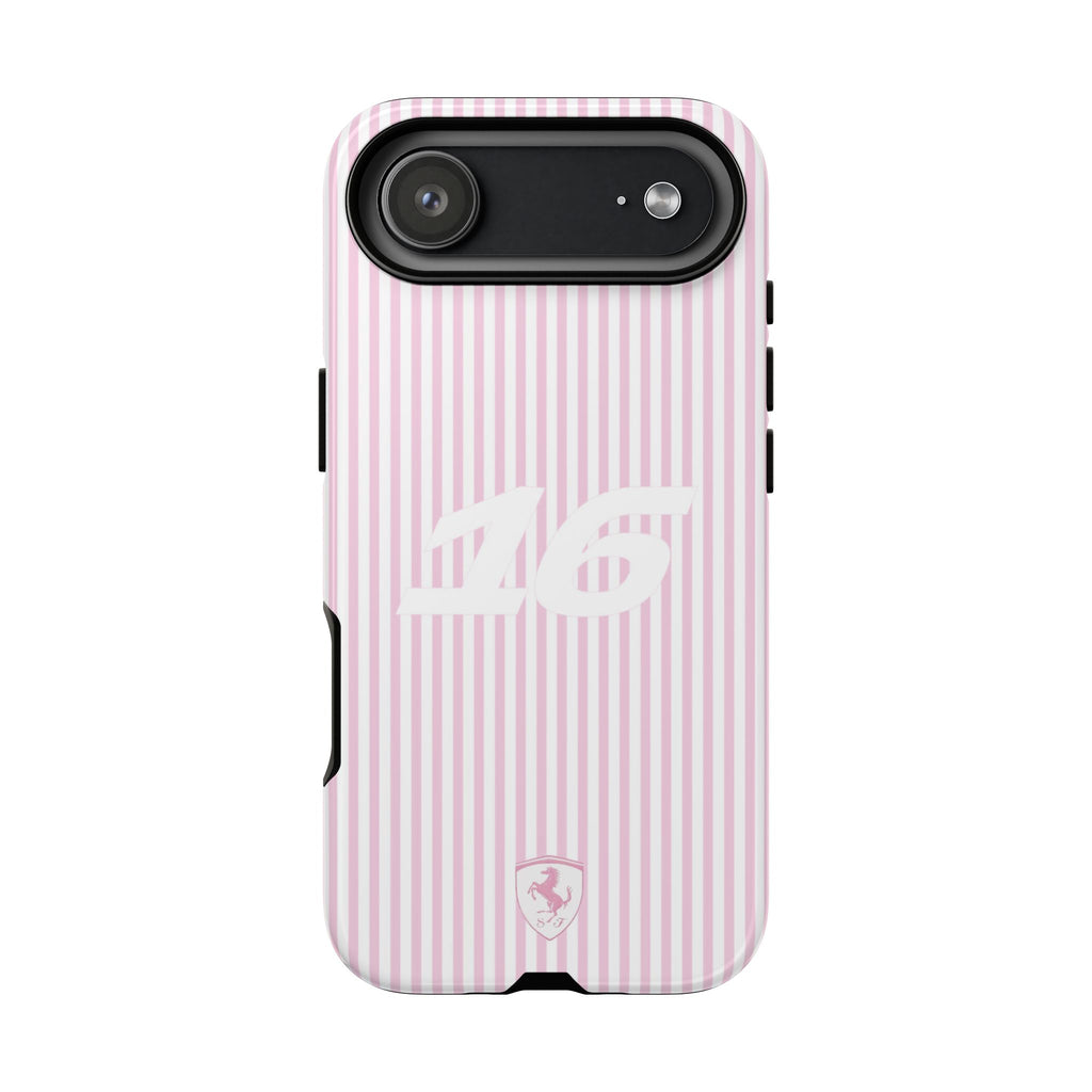 Charles Leclerc 16 Monaco Special Pink 2025 Ferrari F1 Tough Phone Case, Scuderia Ferrari Formula 1 Team, iPhone, Google Pixel, Samsung
