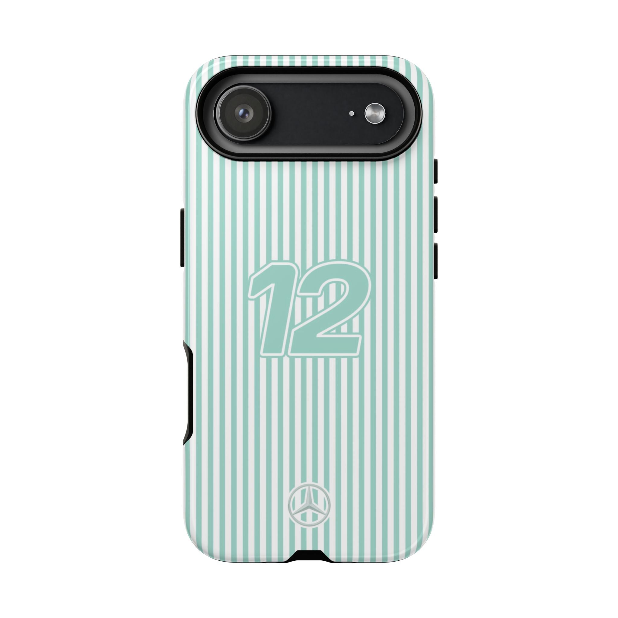 Kimi Antonelli 12 Mercedes Formula 1 Striped Tough Phone Case, Mercedes AMG Petronas, Mercedes 2025 F1 Team, iPhone, Google Pixel, Samsung