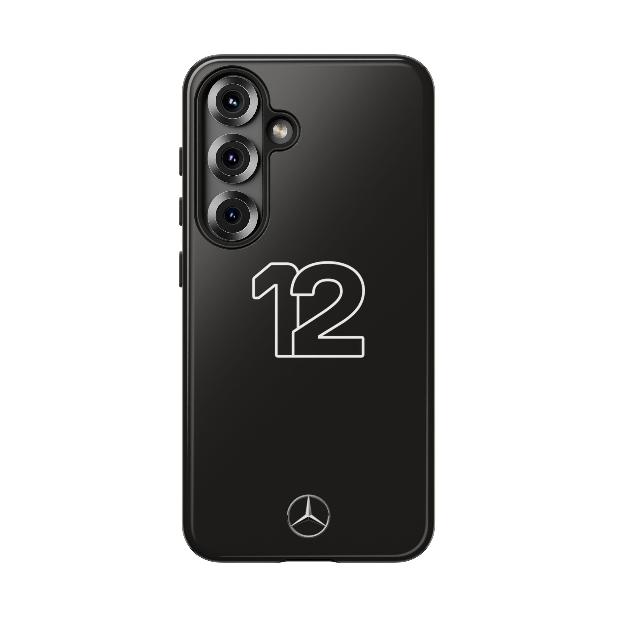 Kimi Antonelli 12 Black Mercedes F1 Tough Phone Case, Mercedes AMG Formula 1 Team Phone Case, iPhone Case, Google Pixel Case, Samsung Case