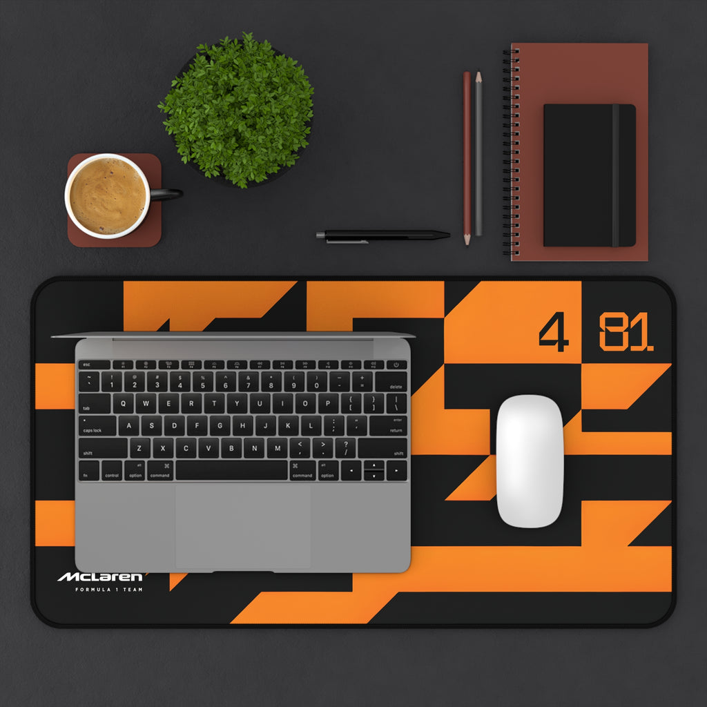 McLaren Formula 1 Team Desk Mat, Papaya Orange Black Camo, Oscar Piastri 81, Lando Norris 4, Racing Gift, Gaming Mouse Pad, F1 Office Decor
