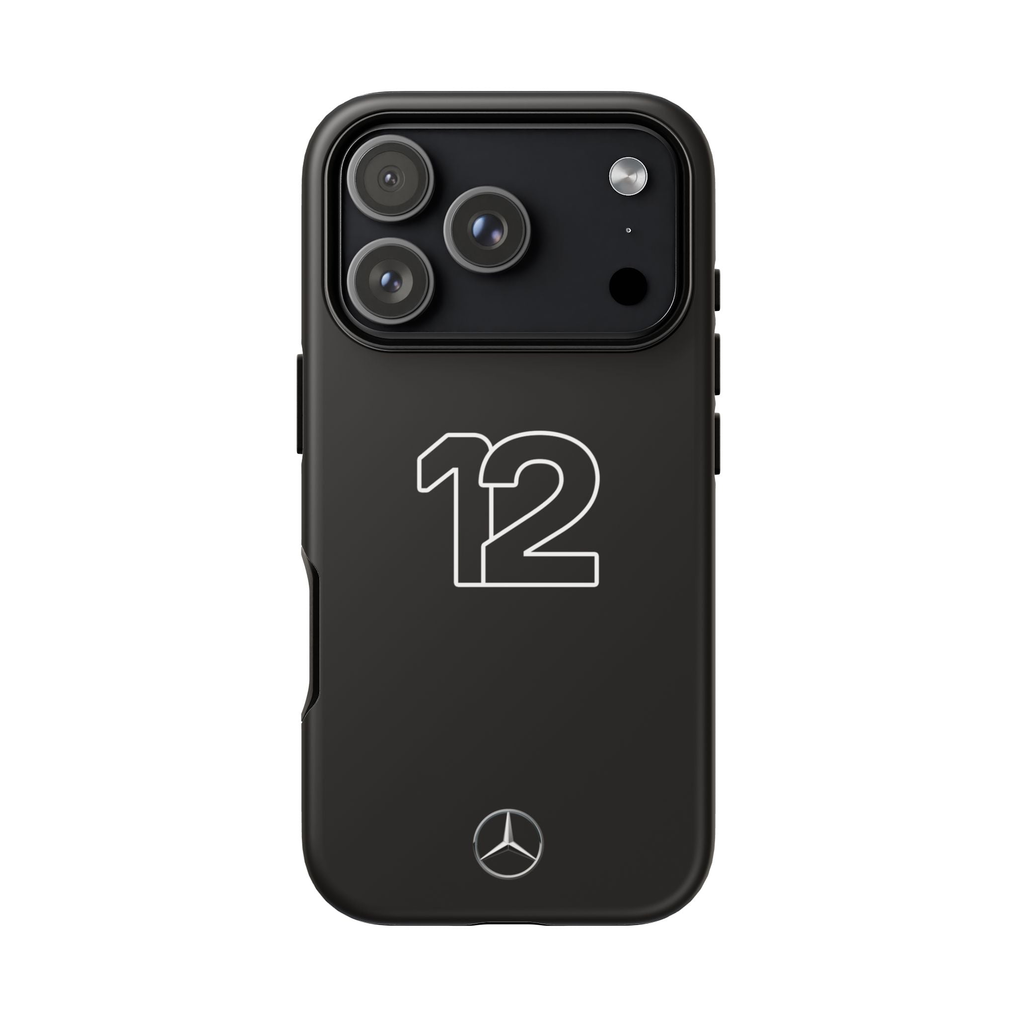 Kimi Antonelli 12 Black Mercedes F1 Tough Phone Case, Mercedes AMG Formula 1 Team Phone Case, iPhone Case, Google Pixel Case, Samsung Case