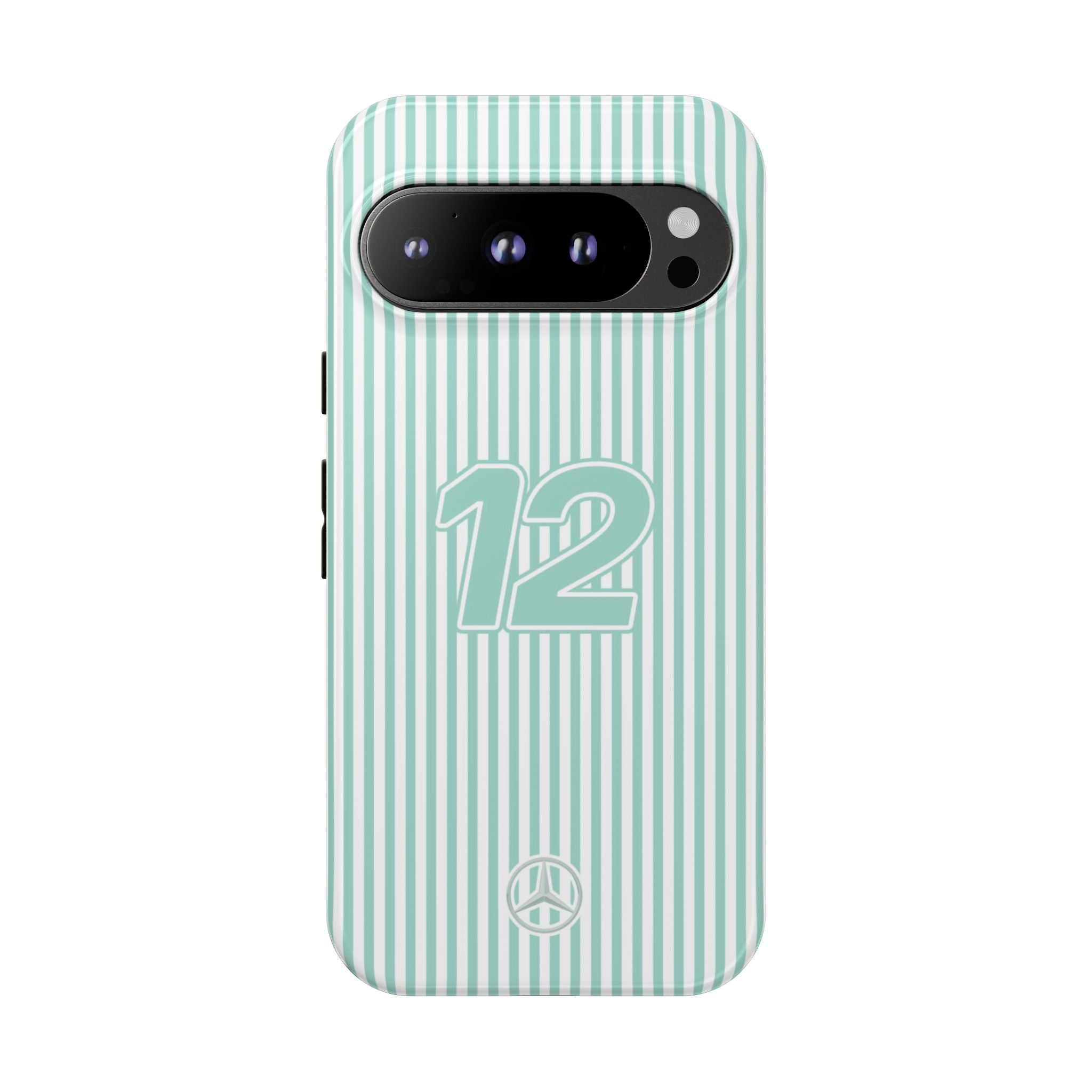 Kimi Antonelli 12 Mercedes Formula 1 Striped Tough Phone Case, Mercedes AMG Petronas, Mercedes 2025 F1 Team, iPhone, Google Pixel, Samsung