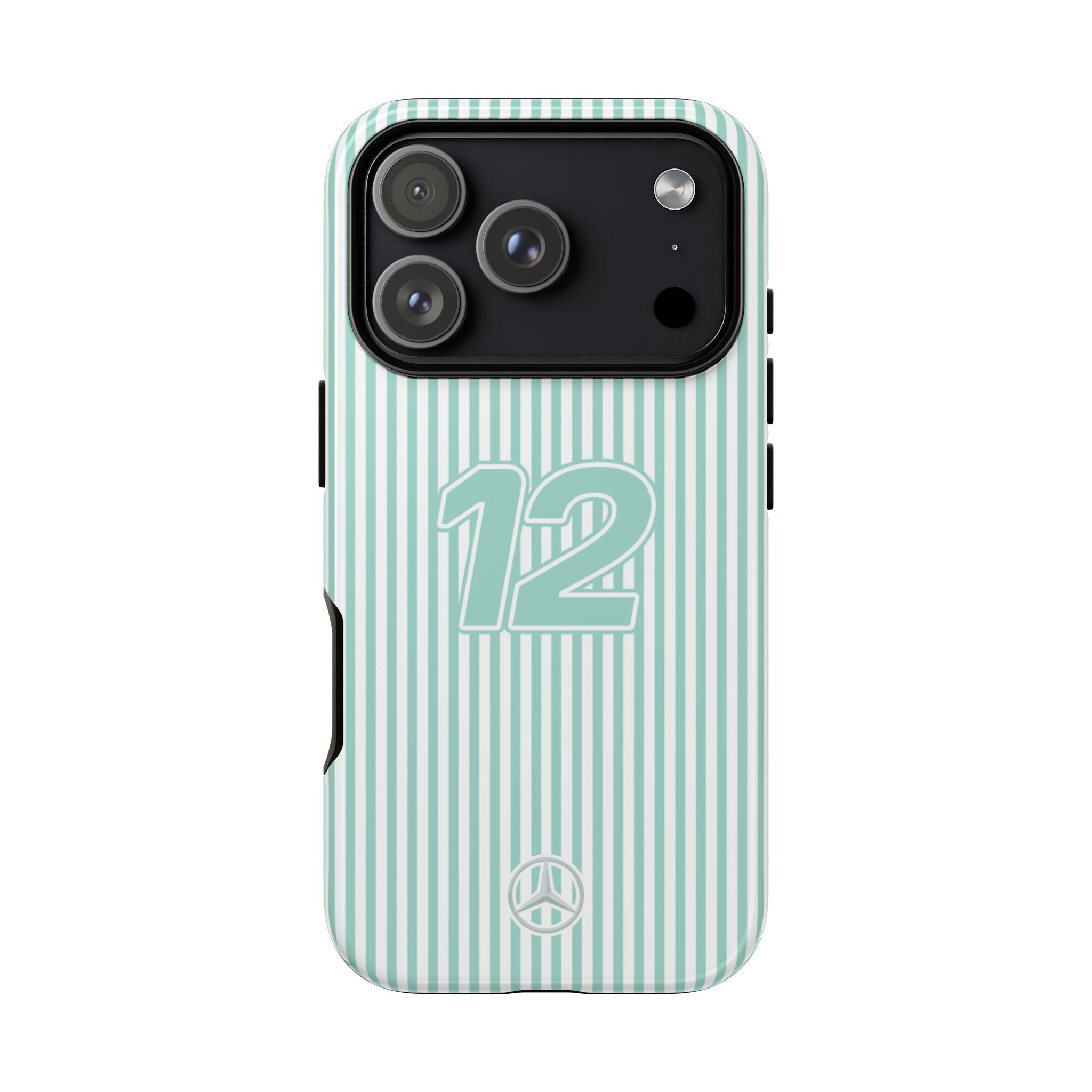 Kimi Antonelli 12 Mercedes Formula 1 Striped Tough Phone Case, Mercedes AMG Petronas, Mercedes 2025 F1 Team, iPhone, Google Pixel, Samsung