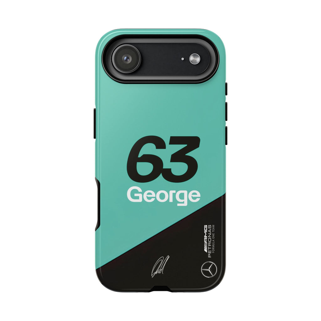 George Russell 63 Mercedes F1 Tough Phone Case, Mercedes AMG Formula 1 Team Phone Case, iPhone Case, Google Pixel Case, Samsung Case