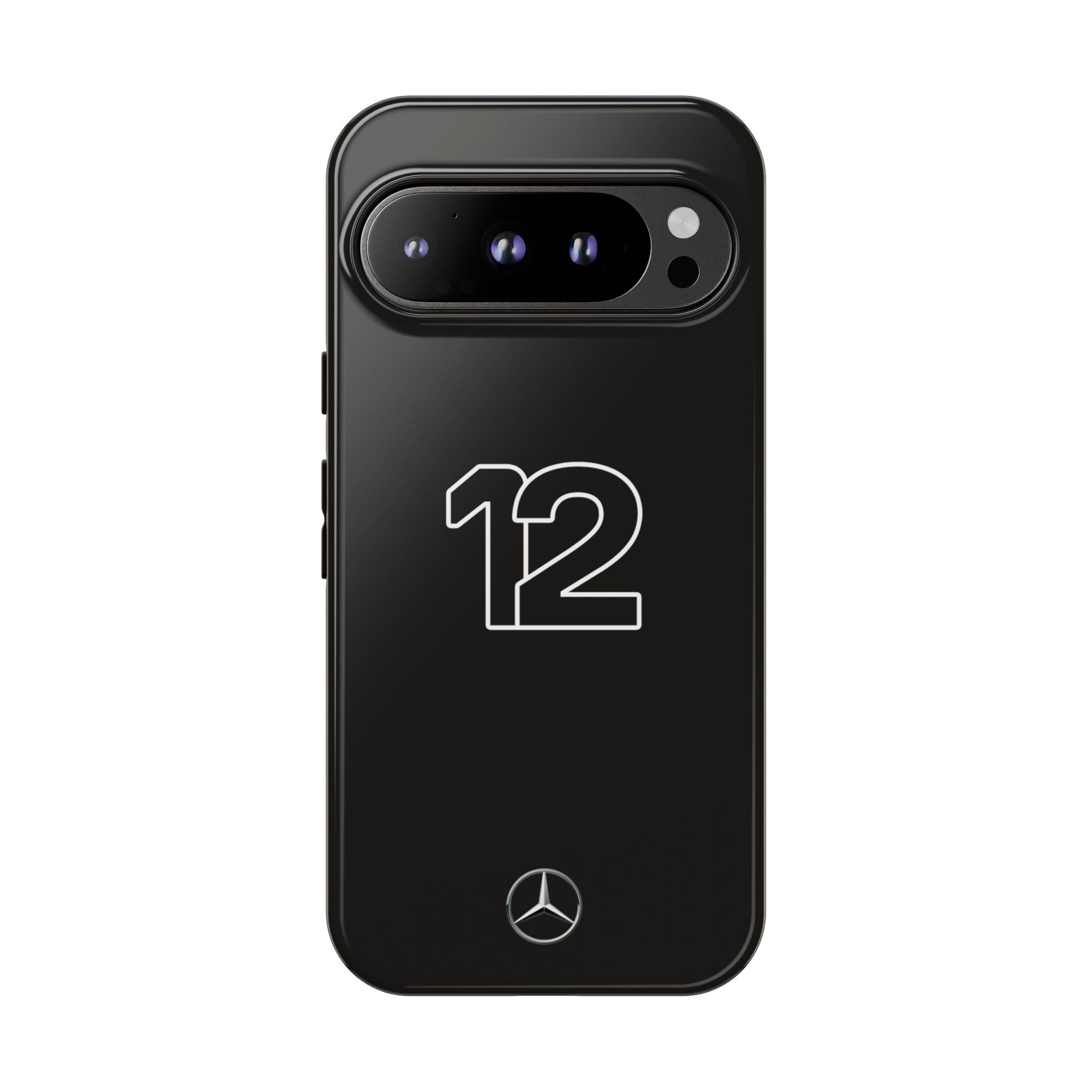 Kimi Antonelli 12 Black Mercedes F1 Tough Phone Case, Mercedes AMG Formula 1 Team Phone Case, iPhone Case, Google Pixel Case, Samsung Case