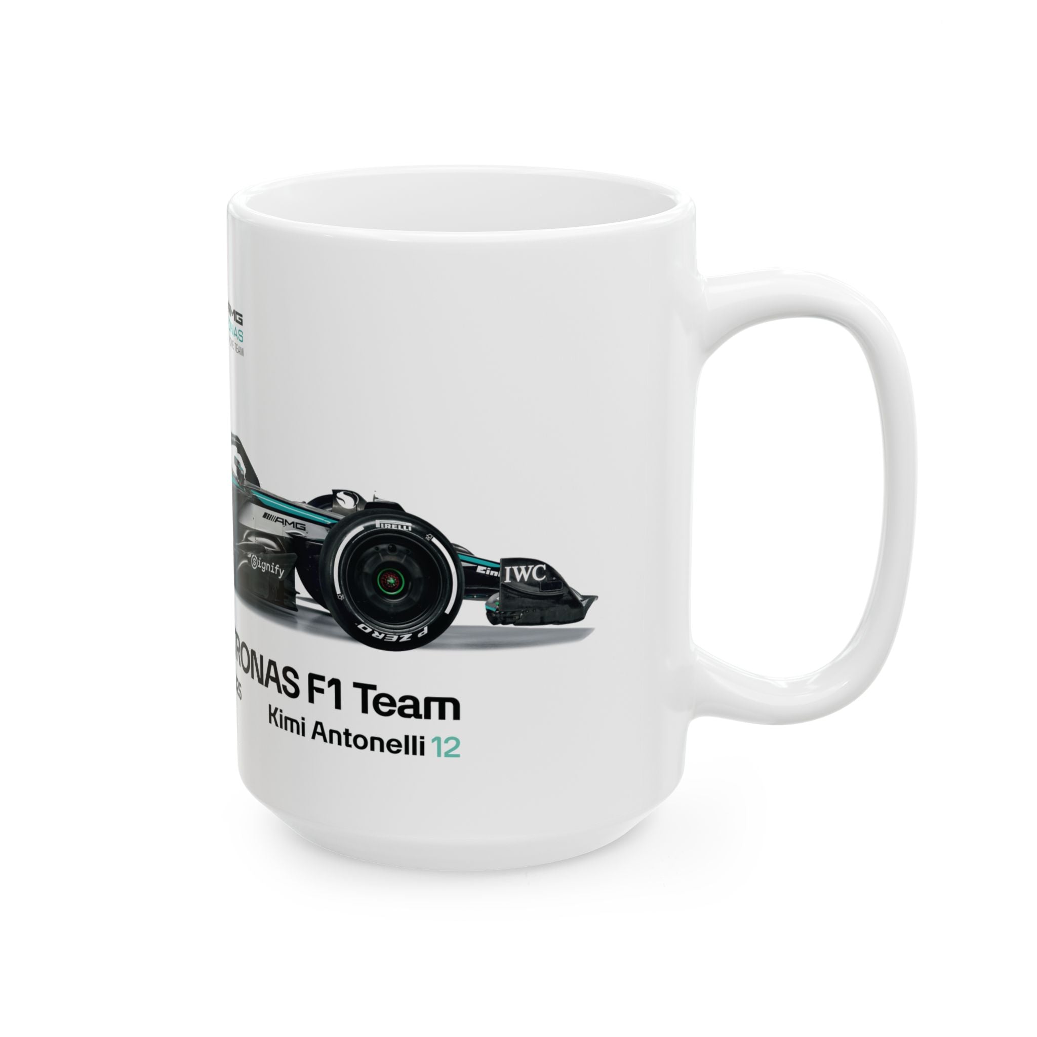 Mercedes AMG F1 2025 Mug, Mercedes F1 Team Mug, W16, George Russell, Antonelli, F1 Coffee Cup, Racing Enthusiast, Gift Mug, Formula 1 Merch