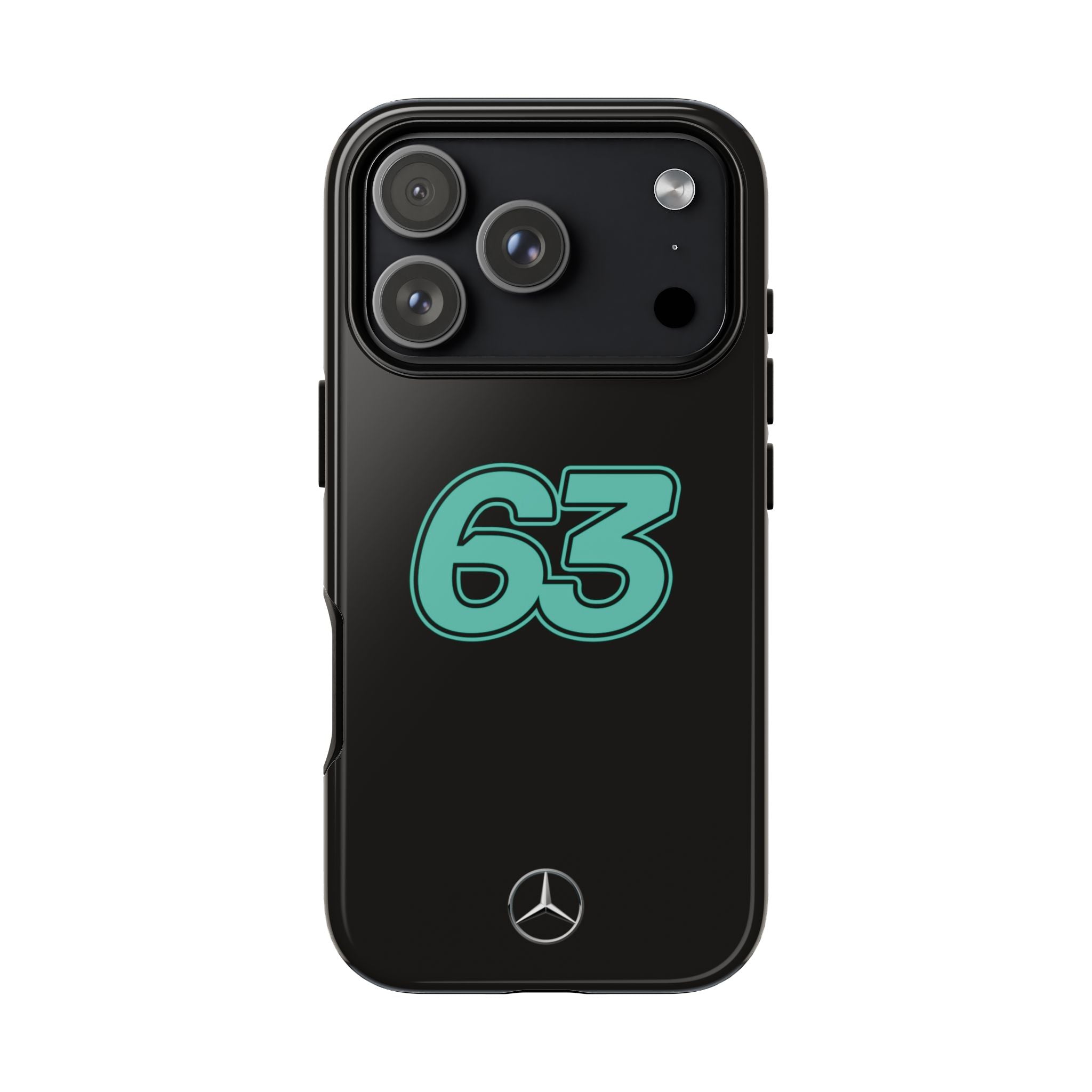 George Russell 63 Black Mercedes F1 Tough Phone Case, Mercedes AMG Formula 1 Team Phone Case, iPhone Case, Google Pixel Case, Samsung Case