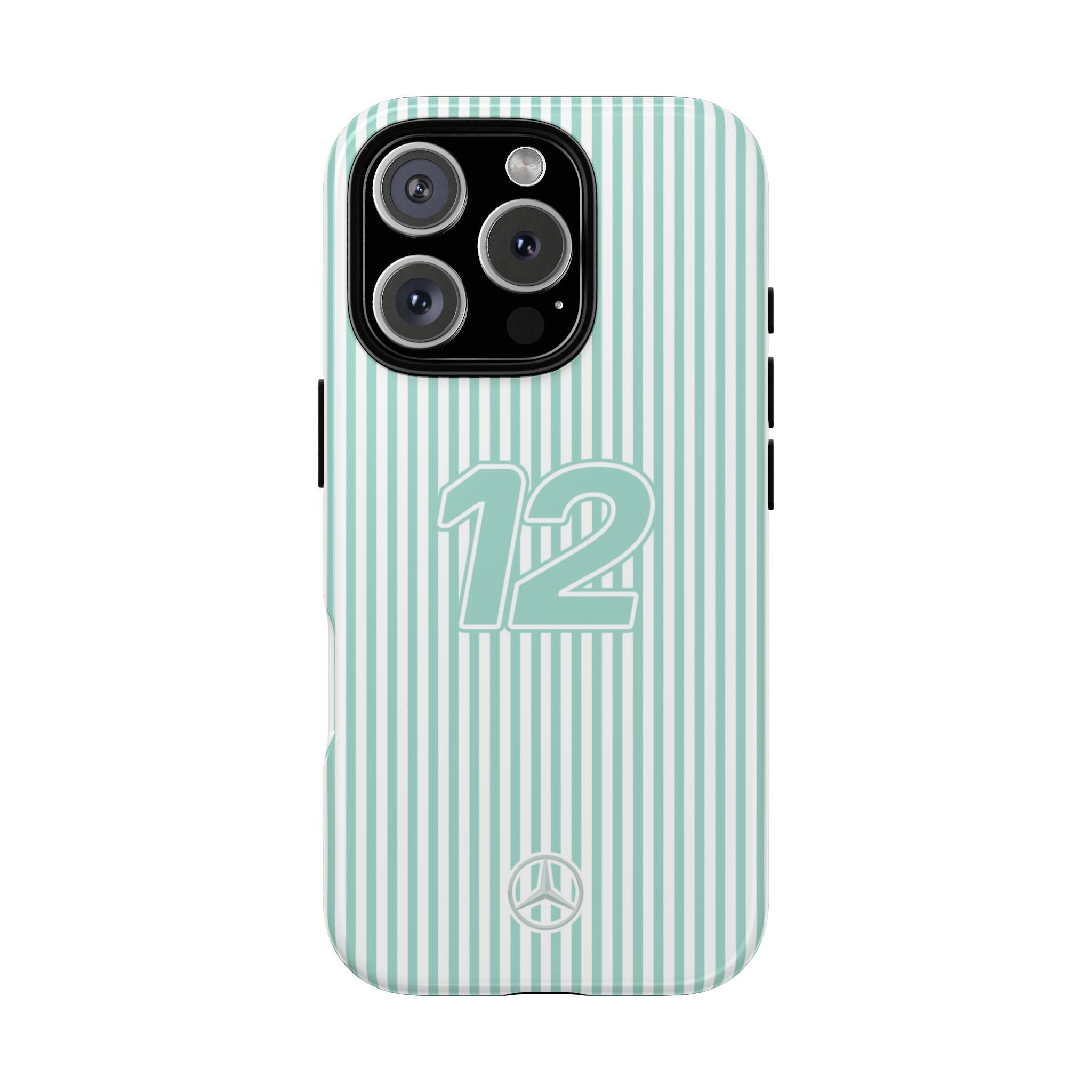 Kimi Antonelli 12 Mercedes Formula 1 Striped Tough Phone Case, Mercedes AMG Petronas, Mercedes 2025 F1 Team, iPhone, Google Pixel, Samsung