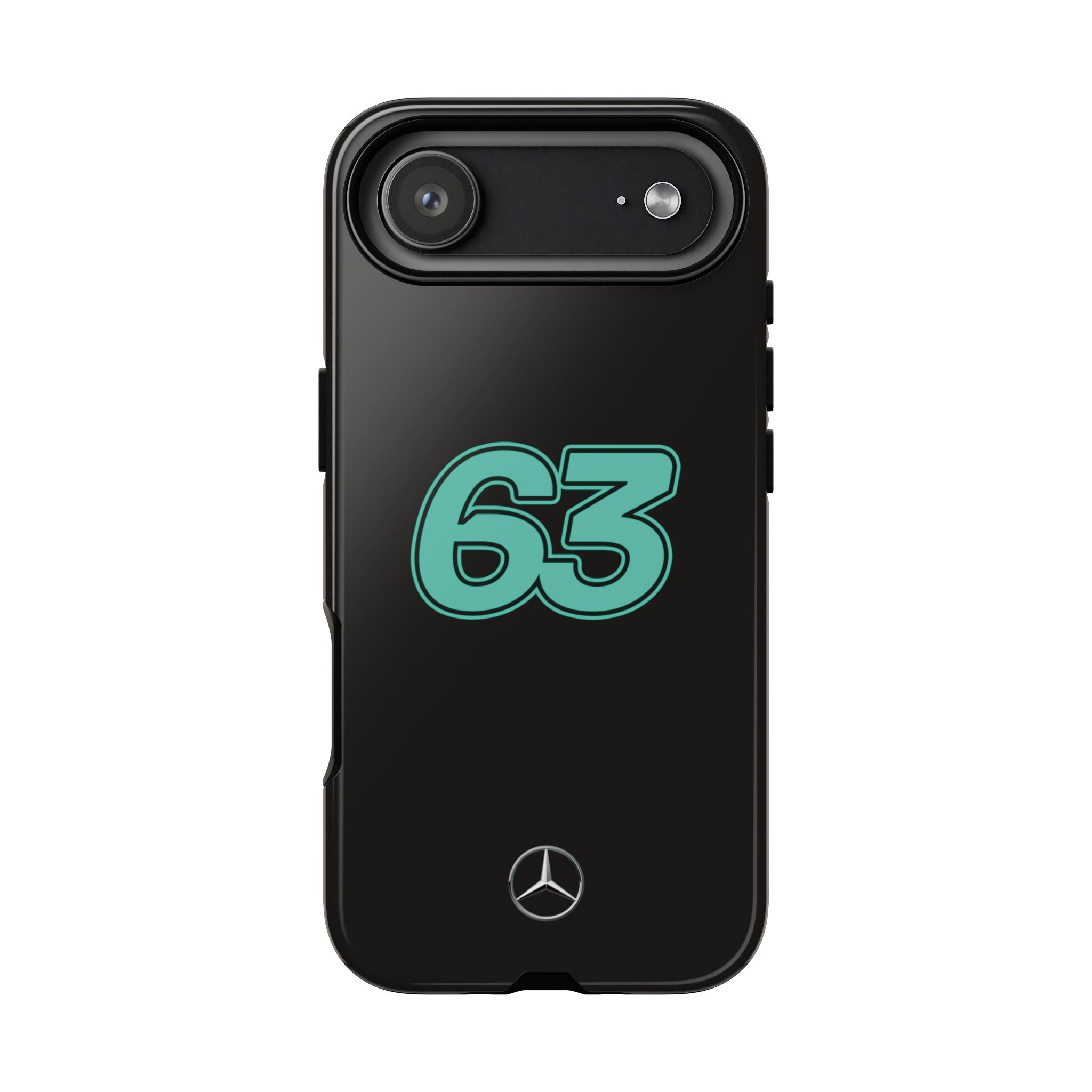 George Russell 63 Black Mercedes F1 Tough Phone Case, Mercedes AMG Formula 1 Team Phone Case, iPhone Case, Google Pixel Case, Samsung Case