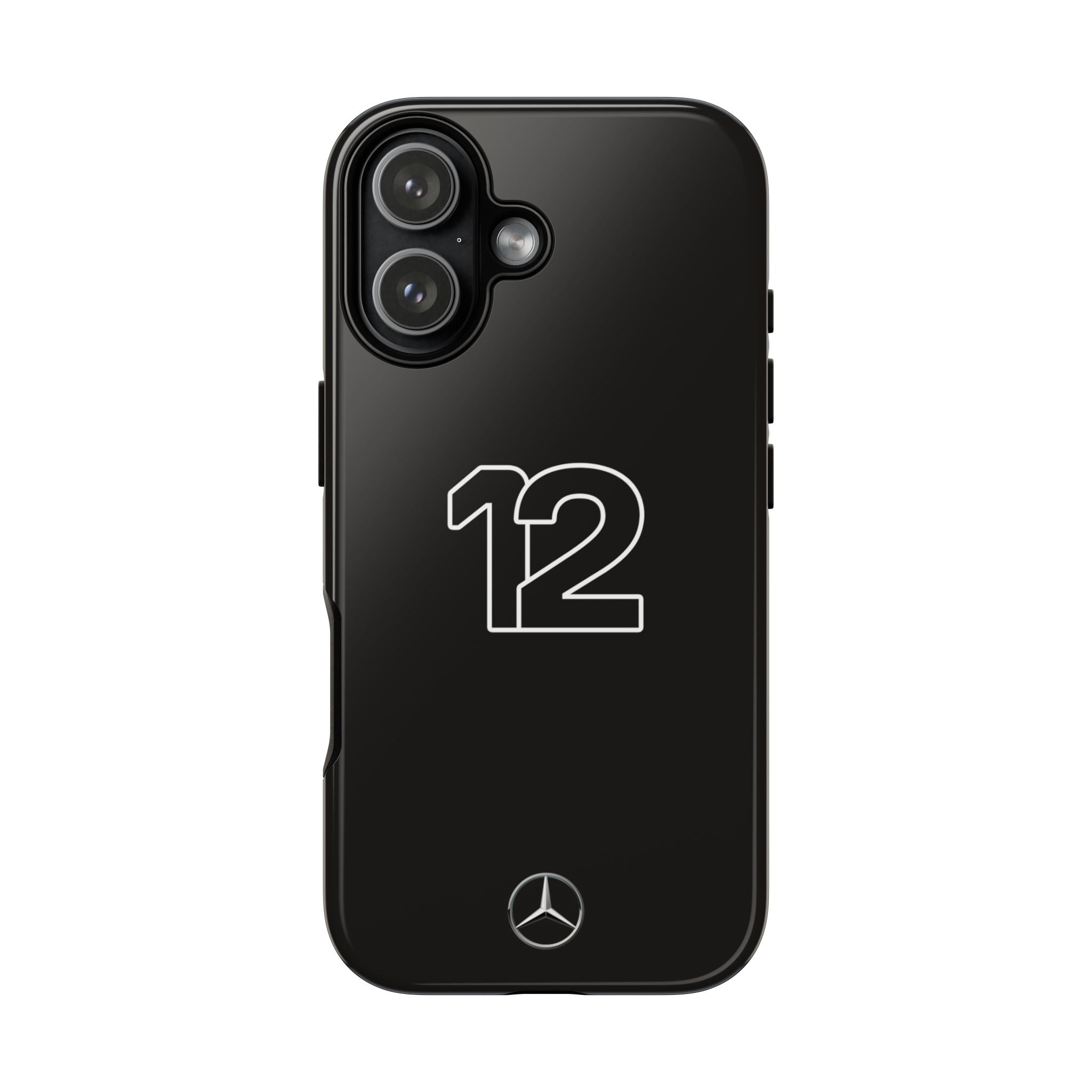 Kimi Antonelli 12 Black Mercedes F1 Tough Phone Case, Mercedes AMG Formula 1 Team Phone Case, iPhone Case, Google Pixel Case, Samsung Case