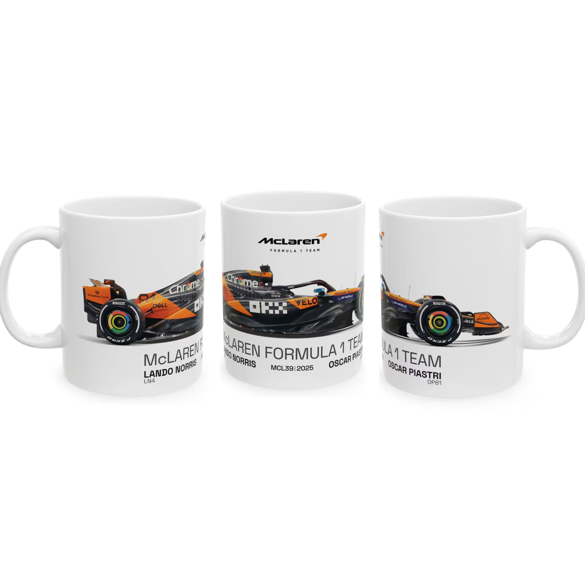 McLaren Formula 1 2025 Mug, McLaren F1 Team Mug, MCL39, Oscar Piastri, Lando Norris, F1 Coffee Cup, Racing Enthusiast, Gift Mug, F1 Merch