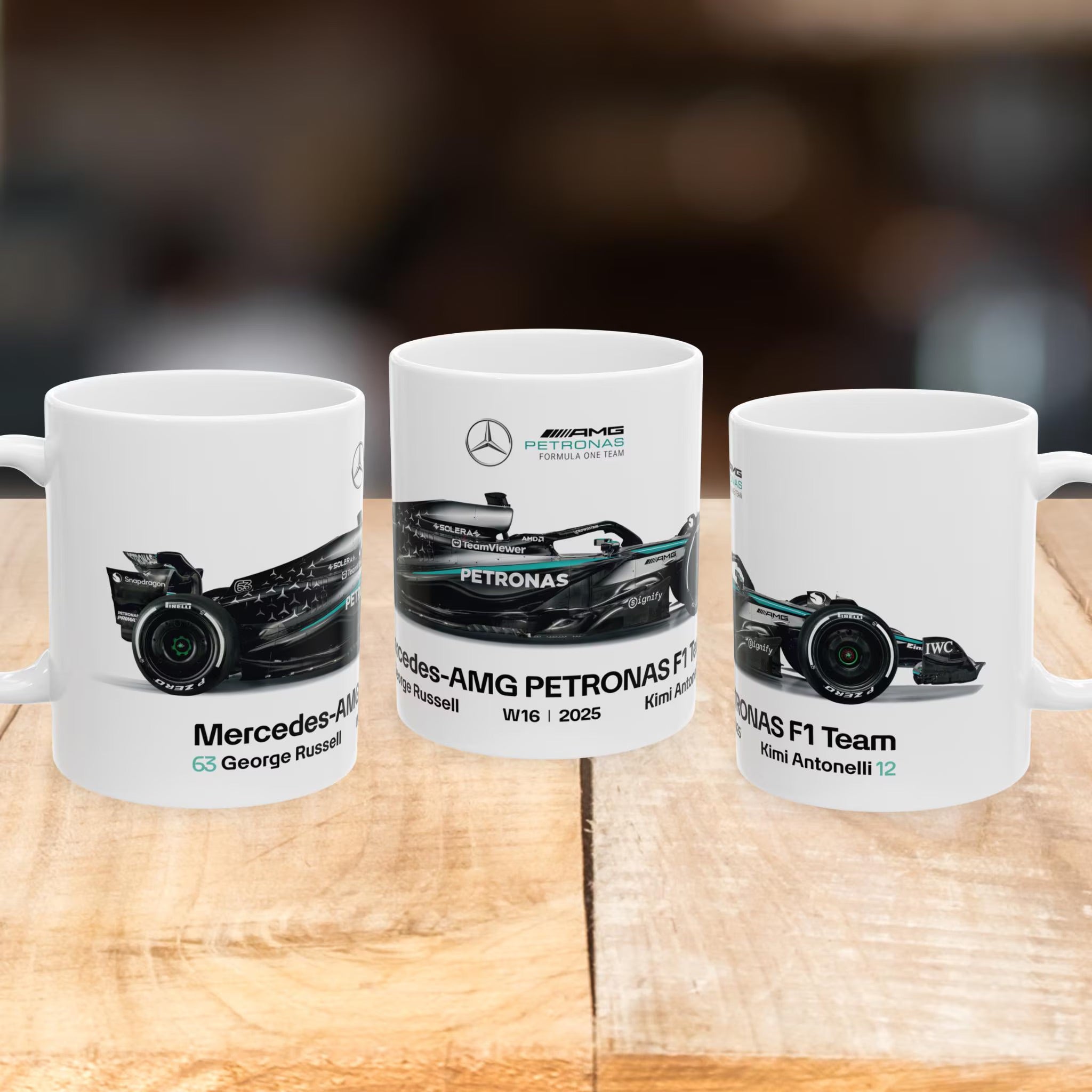 Mercedes AMG F1 2025 Mug, Mercedes F1 Team Mug, W16, George Russell, Antonelli, F1 Coffee Cup, Racing Enthusiast, Gift Mug, Formula 1 Merch