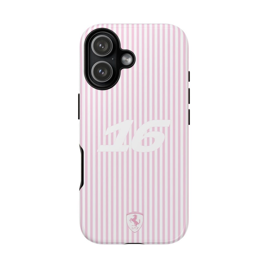 Charles Leclerc 16 Monaco Special Pink 2025 Ferrari F1 Tough Phone Case, Scuderia Ferrari Formula 1 Team, iPhone, Google Pixel, Samsung