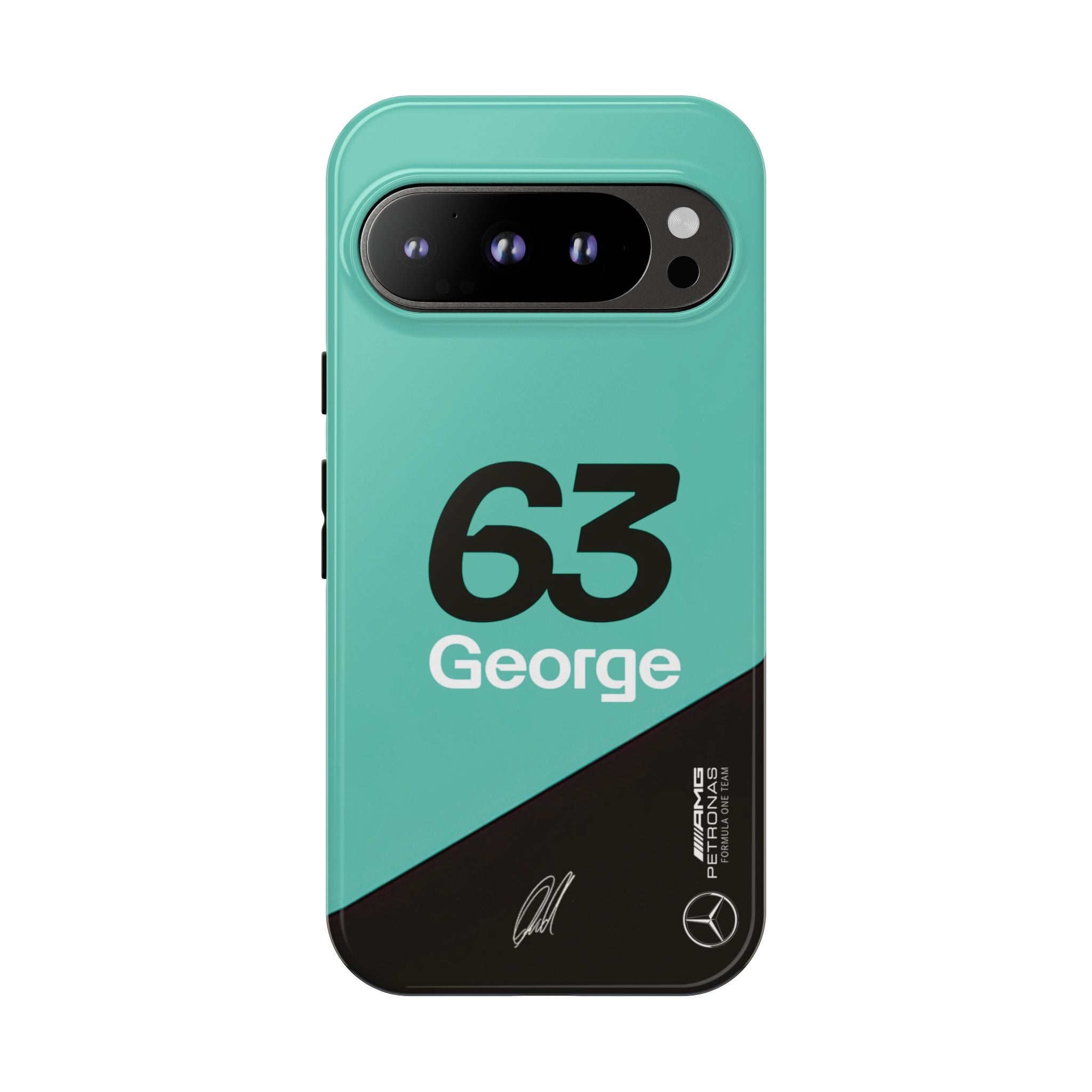 George Russell 63 Mercedes F1 Tough Phone Case, Mercedes AMG Formula 1 Team Phone Case, iPhone Case, Google Pixel Case, Samsung Case