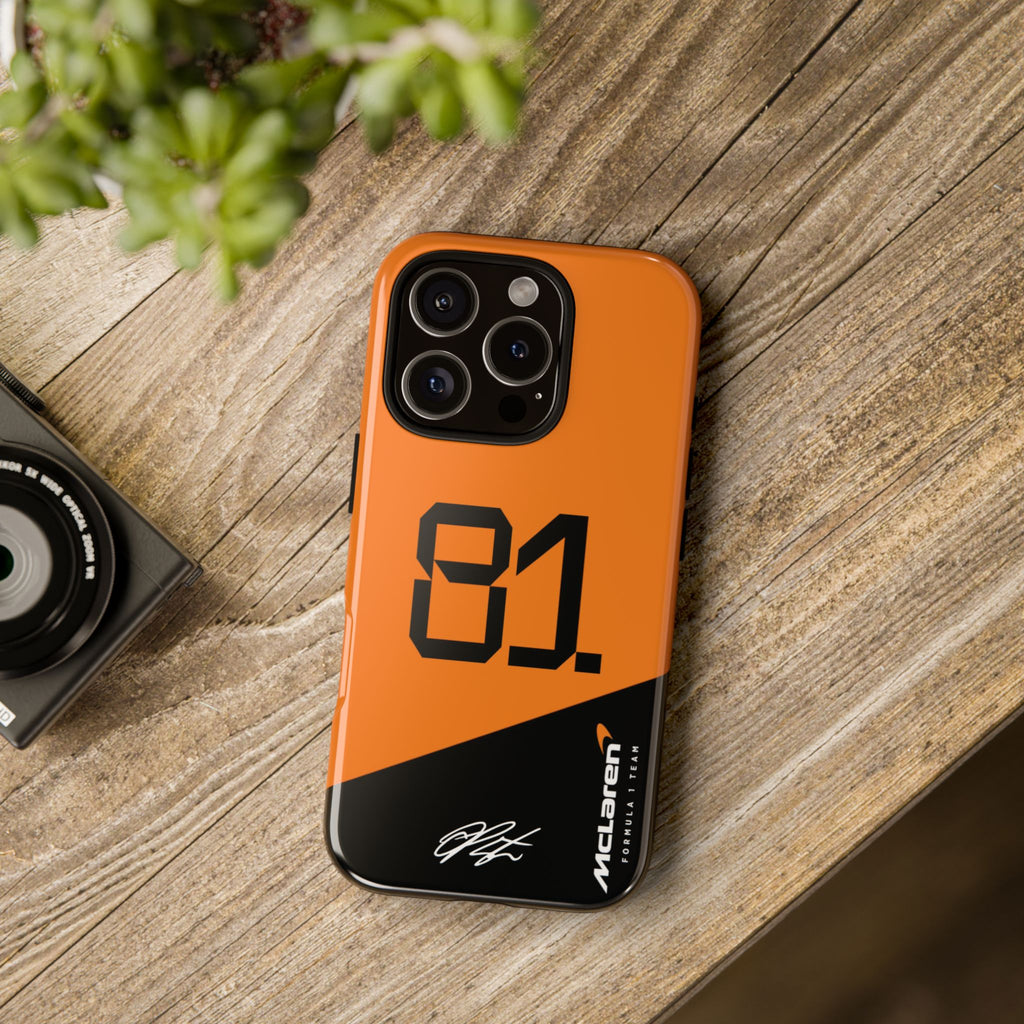 Oscar Piastri 81 McLaren F1 Tough Phone Case, McLaren Formula 1 Team, 2025 McLaren Phone Case, iPhone Case, Google Pixel Case, Samsung Case