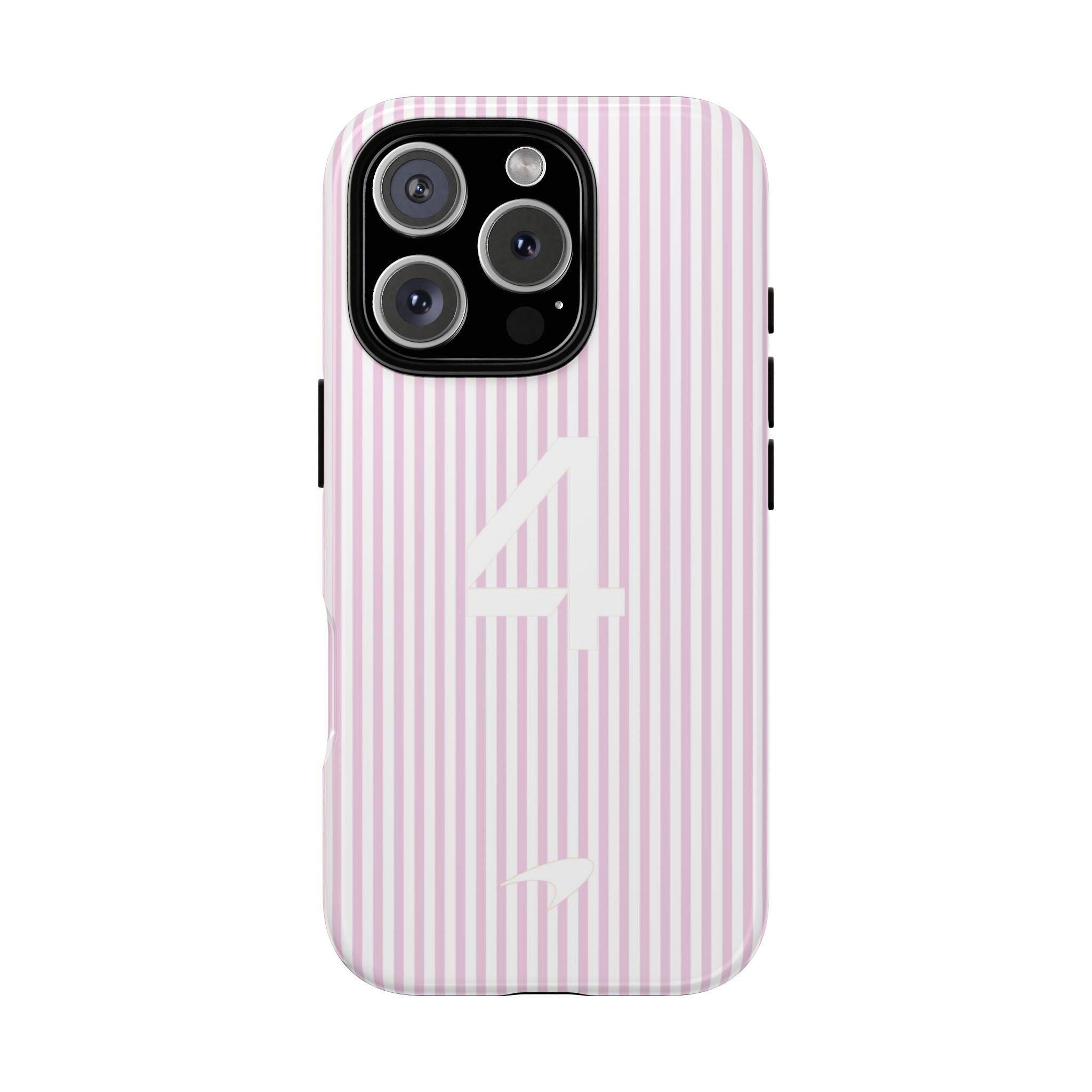 Lando Norris LN4 Pink Striped 4 McLaren F1 Tough Phone Case, McLaren Formula 1 Team Phone Case iPhone Case Google Pixel Case Samsung Case