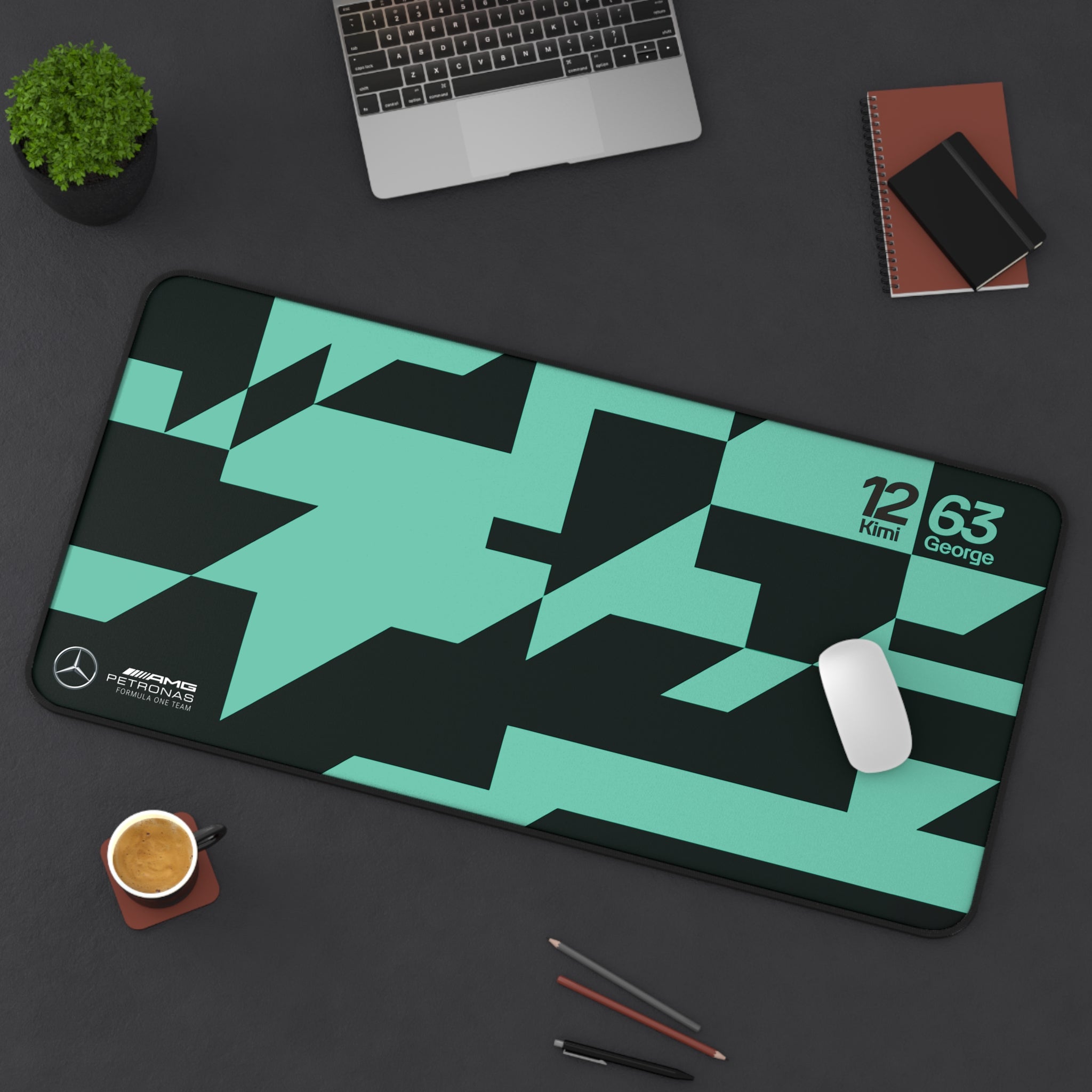 Mercedes AMG F1 Team Desk Mat, Mercedes Formula 1 Team, Kimi Antonelli 12, George Russell 63, Racing Gift, Gaming Mouse Pad, F1 Office Decor