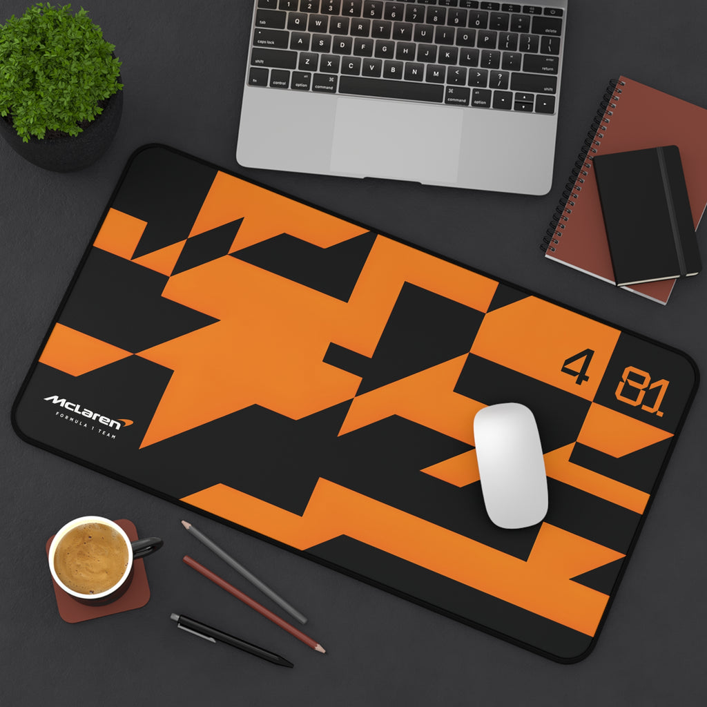 McLaren Formula 1 Team Desk Mat, Papaya Orange Black Camo, Oscar Piastri 81, Lando Norris 4, Racing Gift, Gaming Mouse Pad, F1 Office Decor