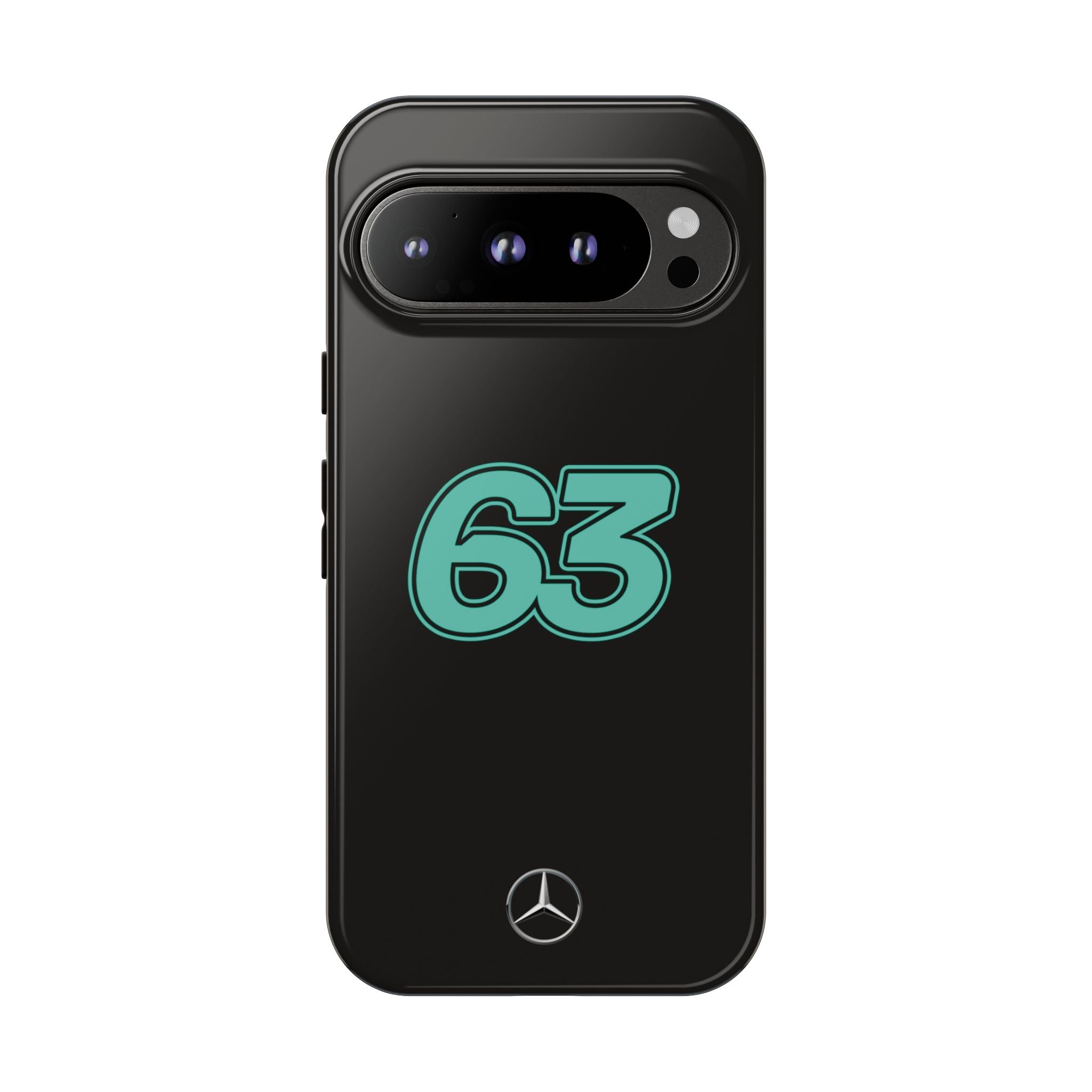 George Russell 63 Black Mercedes F1 Tough Phone Case, Mercedes AMG Formula 1 Team Phone Case, iPhone Case, Google Pixel Case, Samsung Case