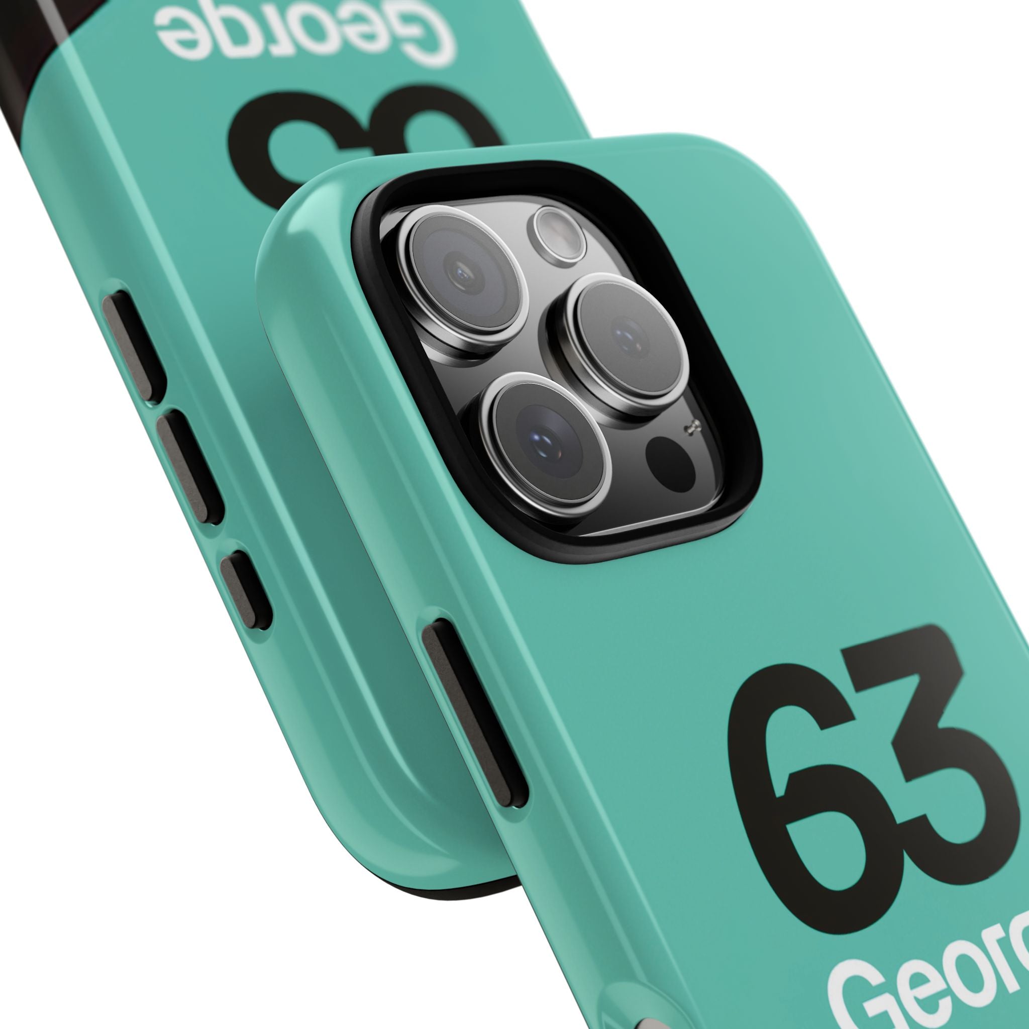 George Russell 63 Mercedes F1 Tough Phone Case, Mercedes AMG Formula 1 Team Phone Case, iPhone Case, Google Pixel Case, Samsung Case