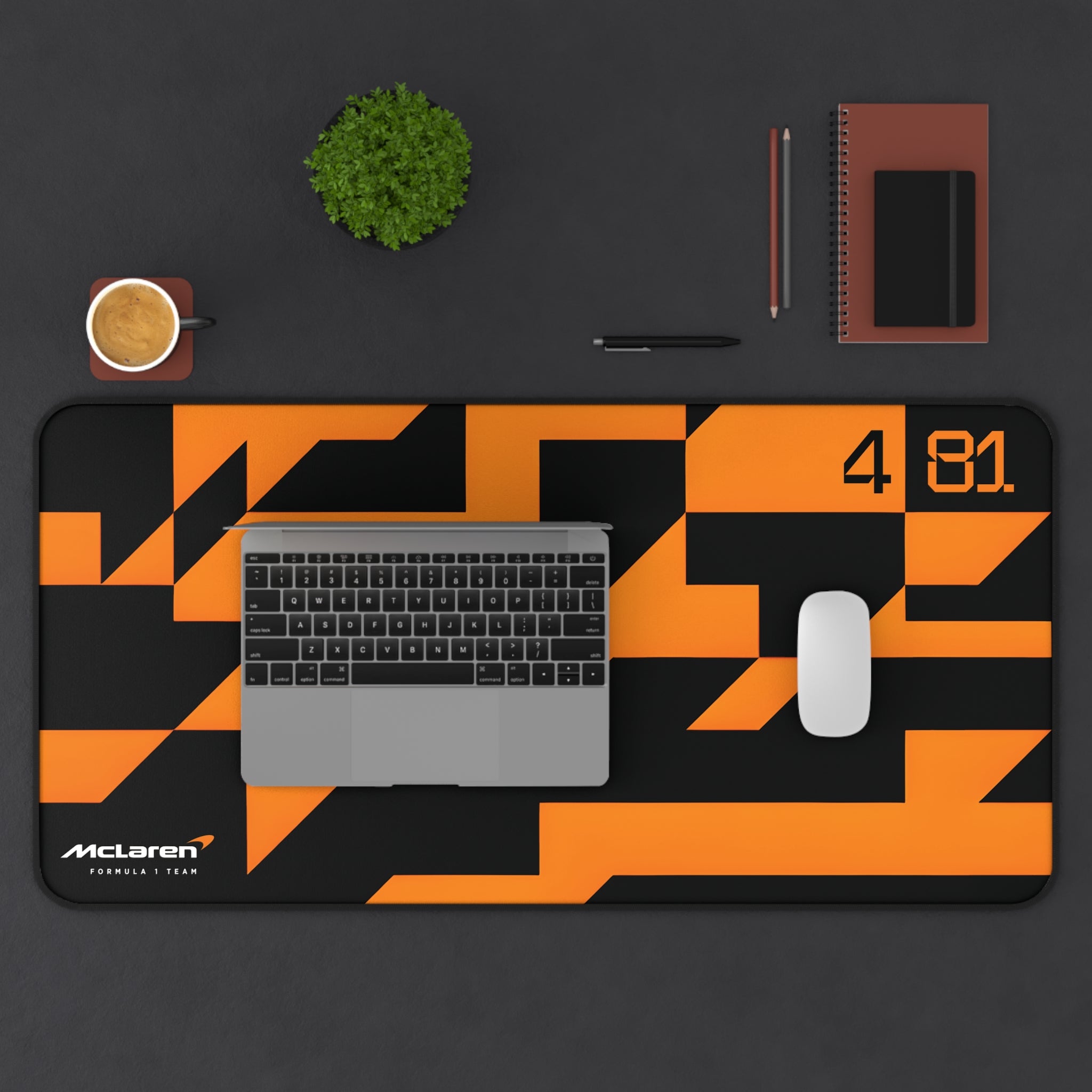 McLaren Formula 1 Team Desk Mat, Papaya Orange Black Camo, Oscar Piastri 81, Lando Norris 4, Racing Gift, Gaming Mouse Pad, F1 Office Decor