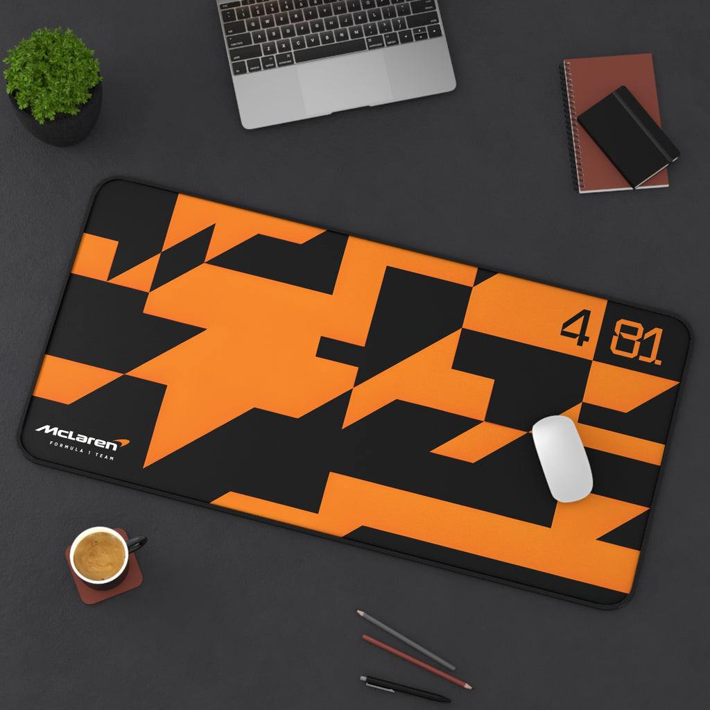 McLaren Formula 1 Team Desk Mat, Papaya Orange Black Camo, Oscar Piastri 81, Lando Norris 4, Racing Gift, Gaming Mouse Pad, F1 Office Decor