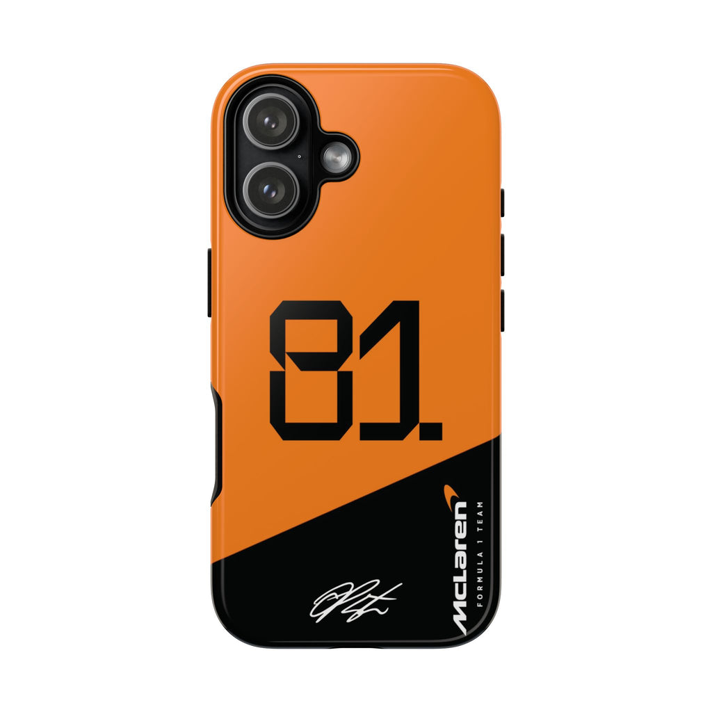 Oscar Piastri 81 McLaren F1 Tough Phone Case, McLaren Formula 1 Team, 2025 McLaren Phone Case, iPhone Case, Google Pixel Case, Samsung Case