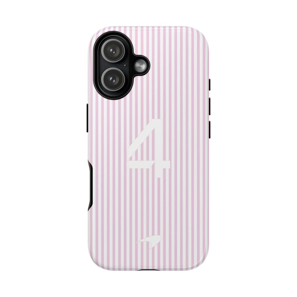 Lando Norris LN4 Pink Striped 4 McLaren F1 Tough Phone Case, McLaren Formula 1 Team Phone Case iPhone Case Google Pixel Case Samsung Case