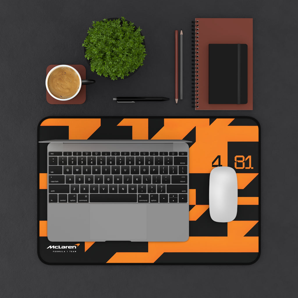 McLaren Formula 1 Team Desk Mat, Papaya Orange Black Camo, Oscar Piastri 81, Lando Norris 4, Racing Gift, Gaming Mouse Pad, F1 Office Decor
