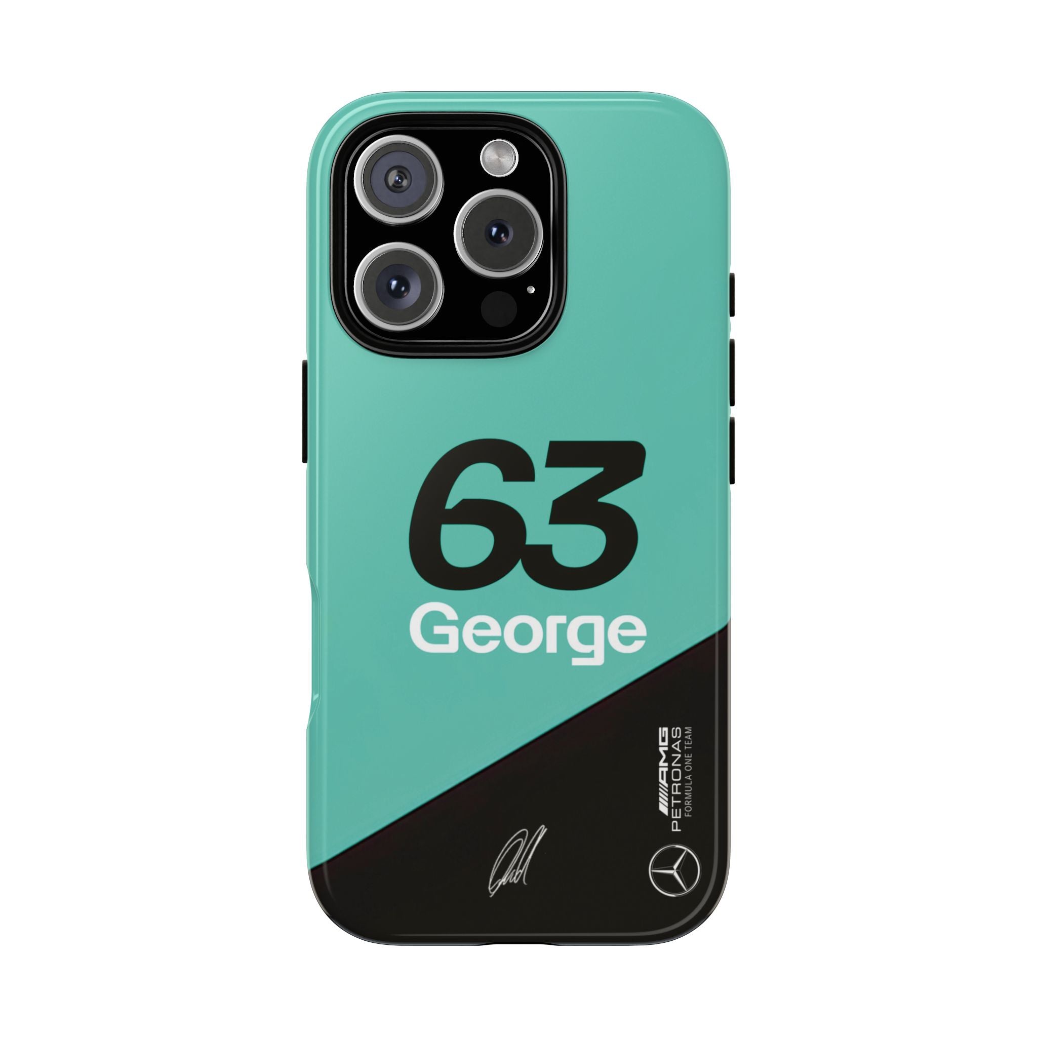 George Russell 63 Mercedes F1 Tough Phone Case, Mercedes AMG Formula 1 Team Phone Case, iPhone Case, Google Pixel Case, Samsung Case
