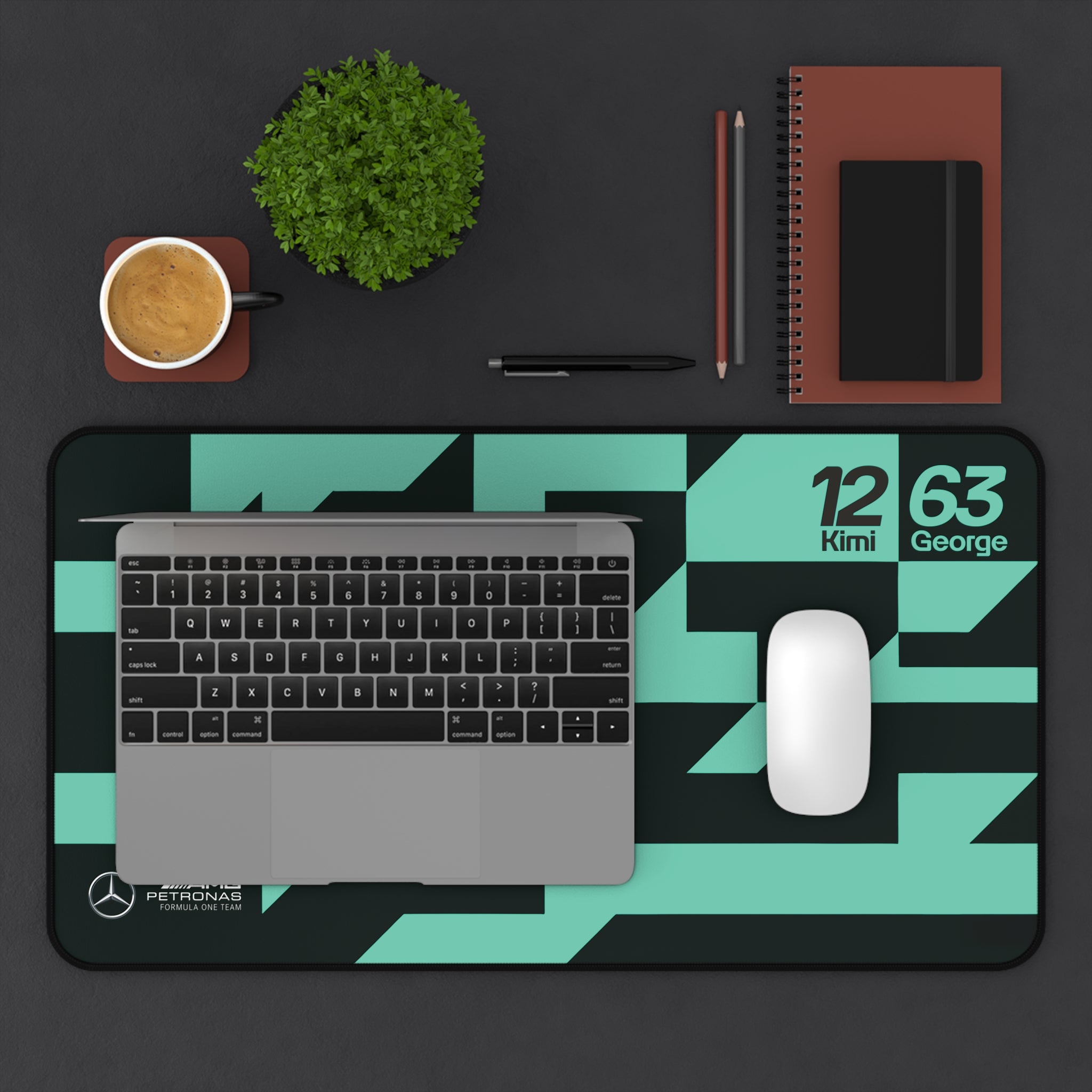 Mercedes AMG F1 Team Desk Mat, Mercedes Formula 1 Team, Kimi Antonelli 12, George Russell 63, Racing Gift, Gaming Mouse Pad, F1 Office Decor