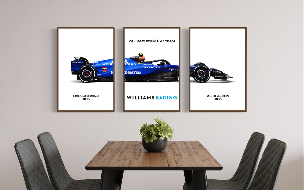 Set of 3 Williams F1 2025 Poster Prints, Formula 1 poster, Williams FW47, Formula One, McLaren Wall Art, Albon, Sainz, Digital Download