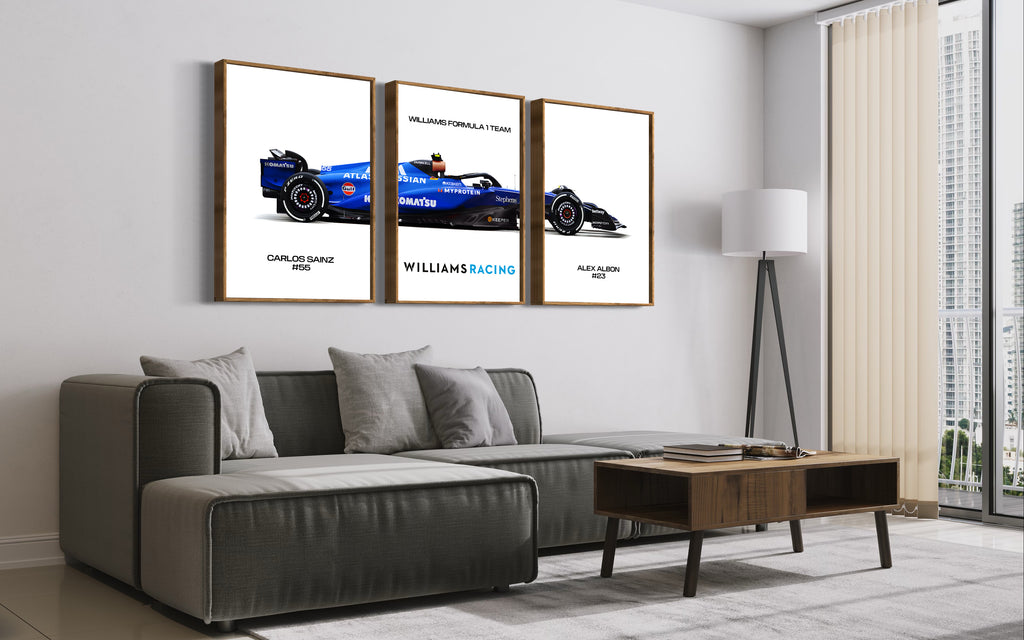Set of 3 Williams F1 2025 Poster Prints, Formula 1 poster, Williams FW47, Formula One, McLaren Wall Art, Albon, Sainz, Digital Download