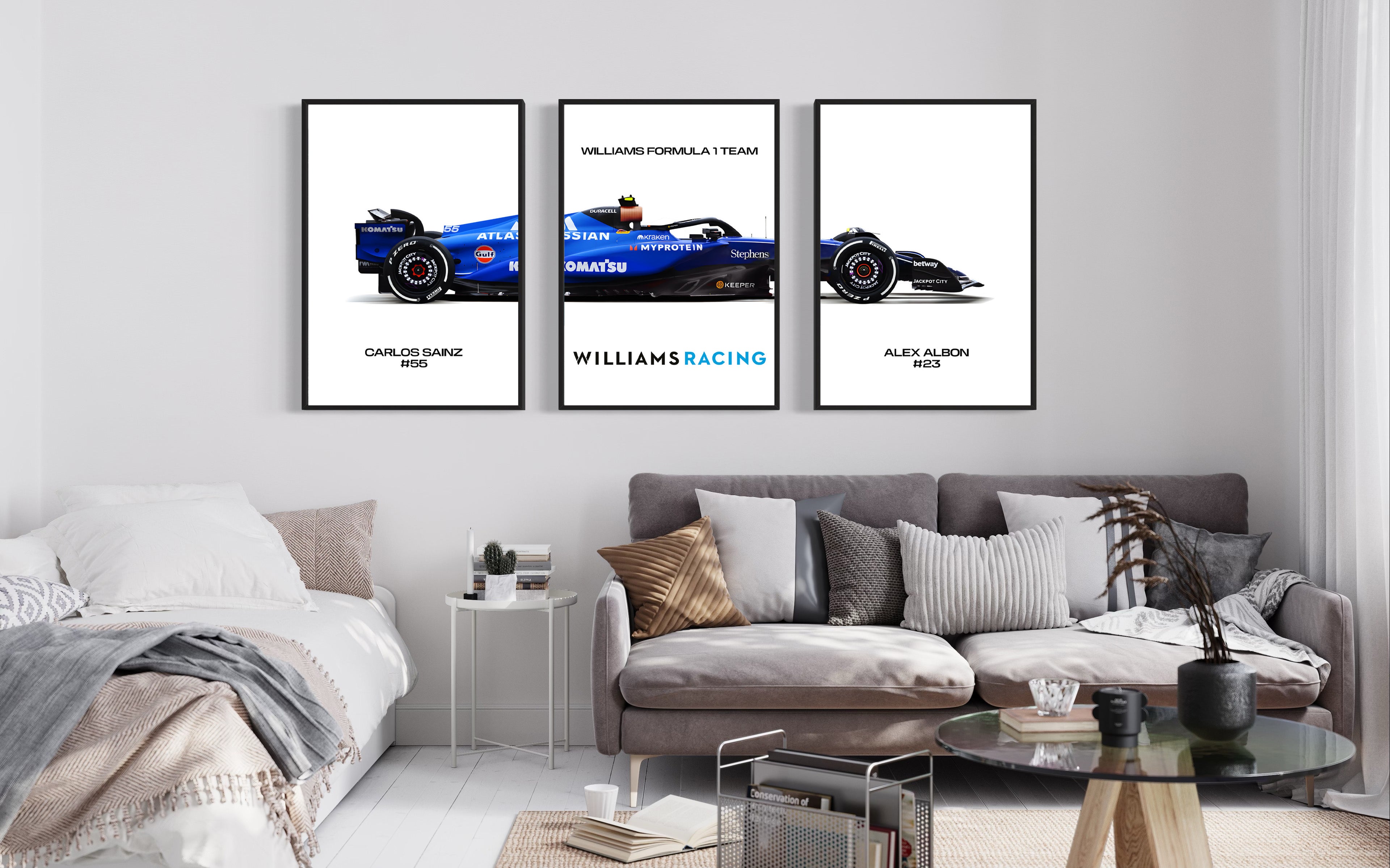 Set of 3 Williams F1 2025 Poster Prints, Formula 1 poster, Williams FW47, Formula One, McLaren Wall Art, Albon, Sainz, Digital Download