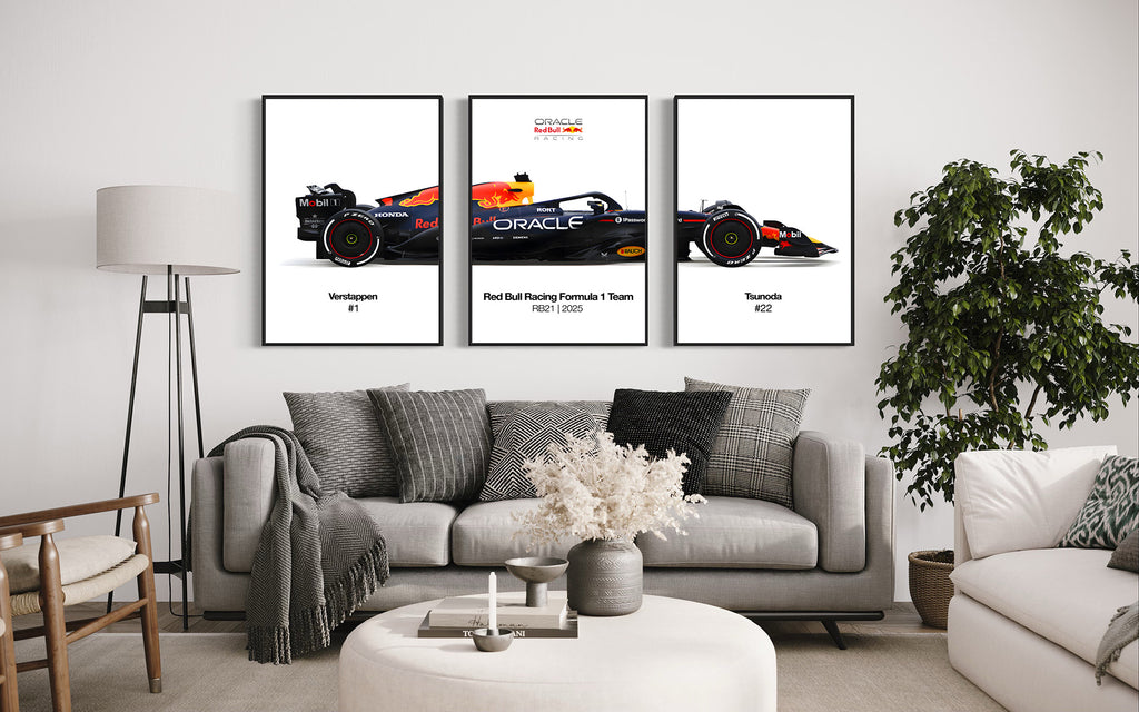 Set of 3 Red Bull RB21 2025 Poster Prints, F1 poster, Red Bull Racing, Formula One, Red Bull Wall Art, Tsunoda, Verstappen, Digital Download