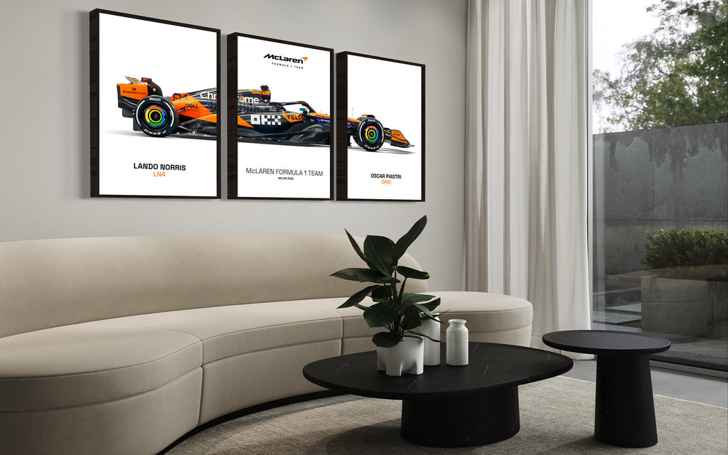 Set of 3 McLaren F1 2025 Poster Prints, Formula 1 poster, McLaren MCL39, Formula One, McLaren Wall Art, Norris, Piastri, Digital Download