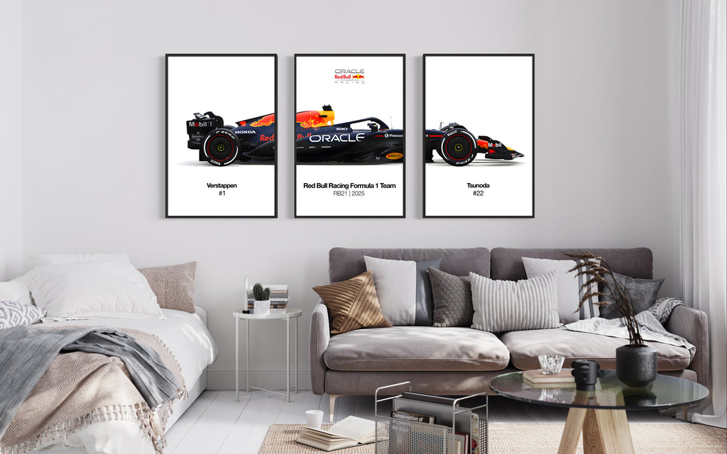 Set of 3 Red Bull RB21 2025 Poster Prints, F1 poster, Red Bull Racing, Formula One, Red Bull Wall Art, Tsunoda, Verstappen, Digital Download