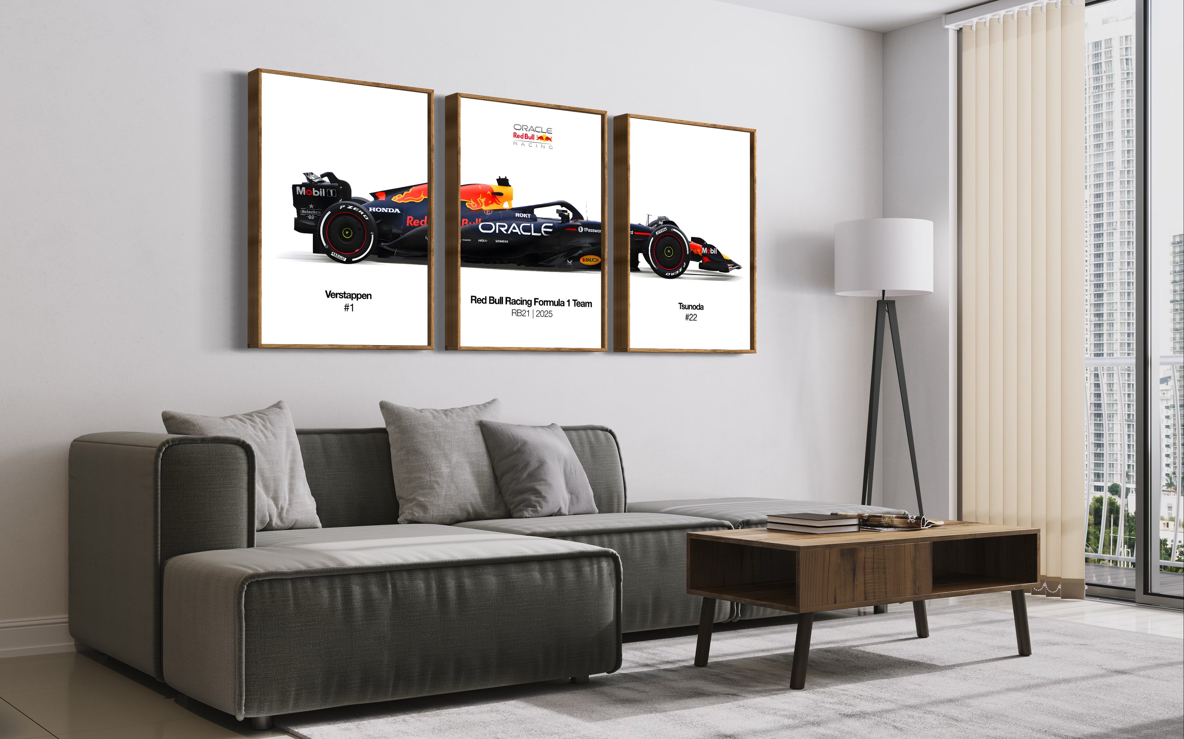 Set of 3 Red Bull RB21 2025 Poster Prints, F1 poster, Red Bull Racing, Formula One, Red Bull Wall Art, Tsunoda, Verstappen, Digital Download