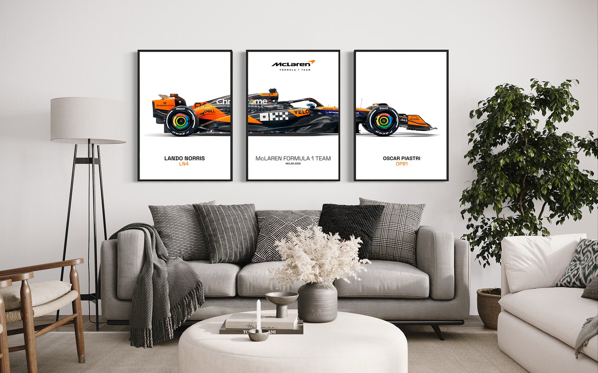Set of 3 McLaren F1 2025 Poster Prints, Formula 1 poster, McLaren MCL39, Formula One, McLaren Wall Art, Norris, Piastri, Digital Download