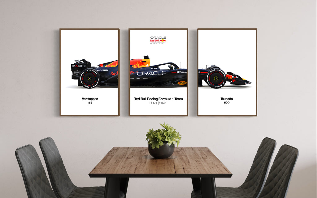Set of 3 Red Bull RB21 2025 Poster Prints, F1 poster, Red Bull Racing, Formula One, Red Bull Wall Art, Tsunoda, Verstappen, Digital Download