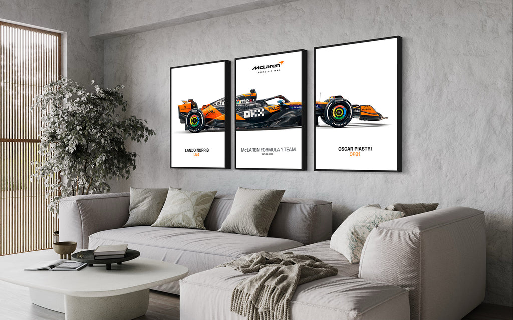 Set of 3 McLaren F1 2025 Poster Prints, Formula 1 poster, McLaren MCL39, Formula One, McLaren Wall Art, Norris, Piastri, Digital Download