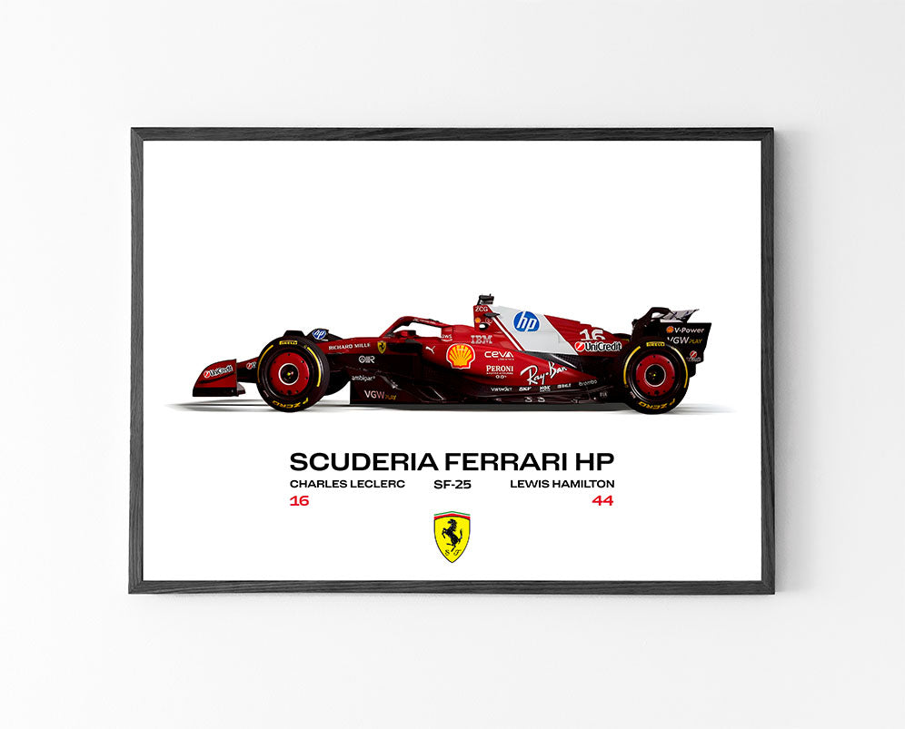 Ferrari F1 2025 Poster Print, Formula 1, Scuderia Ferrari F1 SF25 Team Art, Formula 1, Ferrari Wall Art, Hamilton, Leclerc, Digital Download
